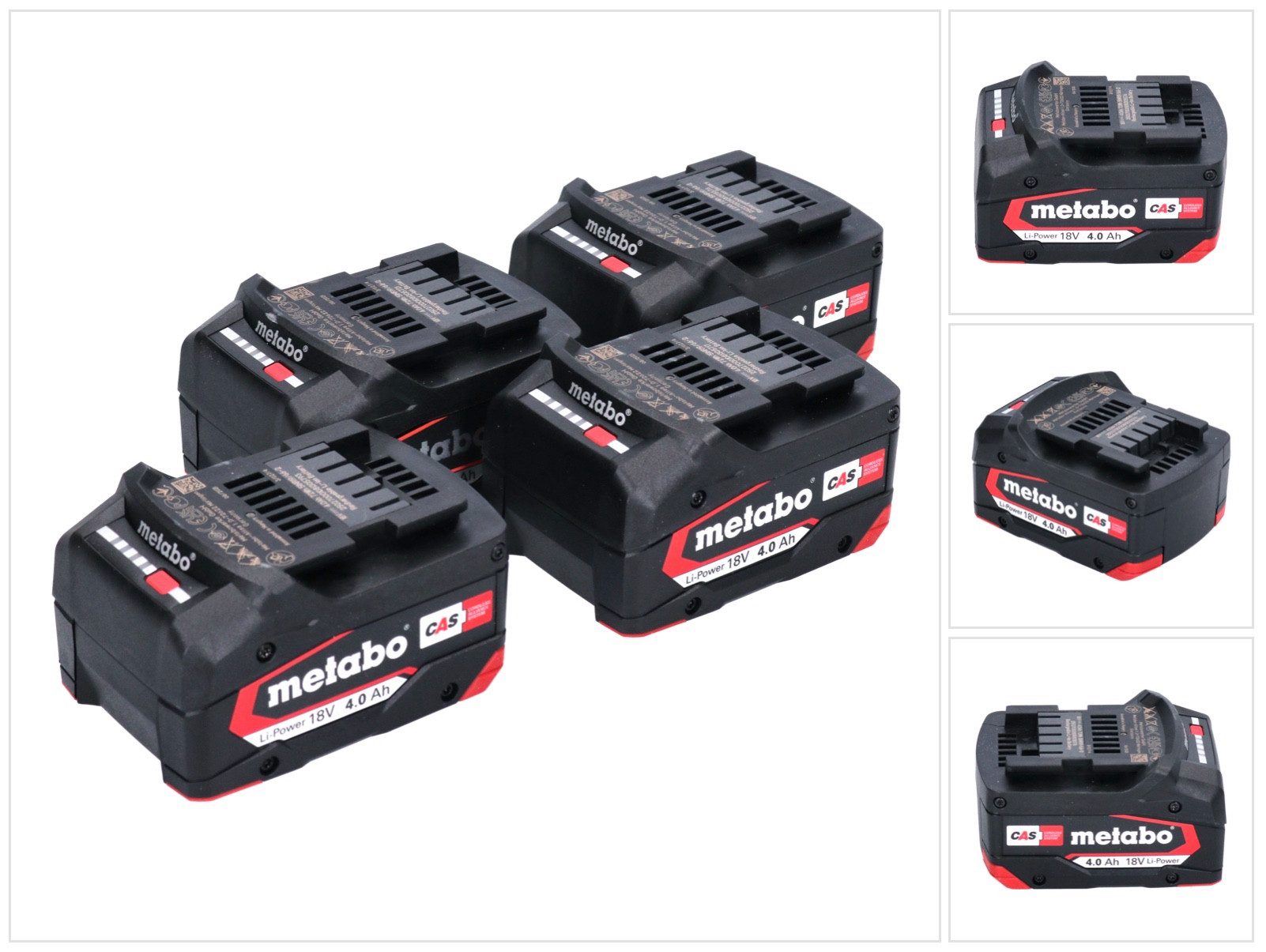 metabo Akku Set 4x Li-Power Akkupack 18 V 4,0 Ah CAS Li-Ion (4x 625027000) Akkupacks