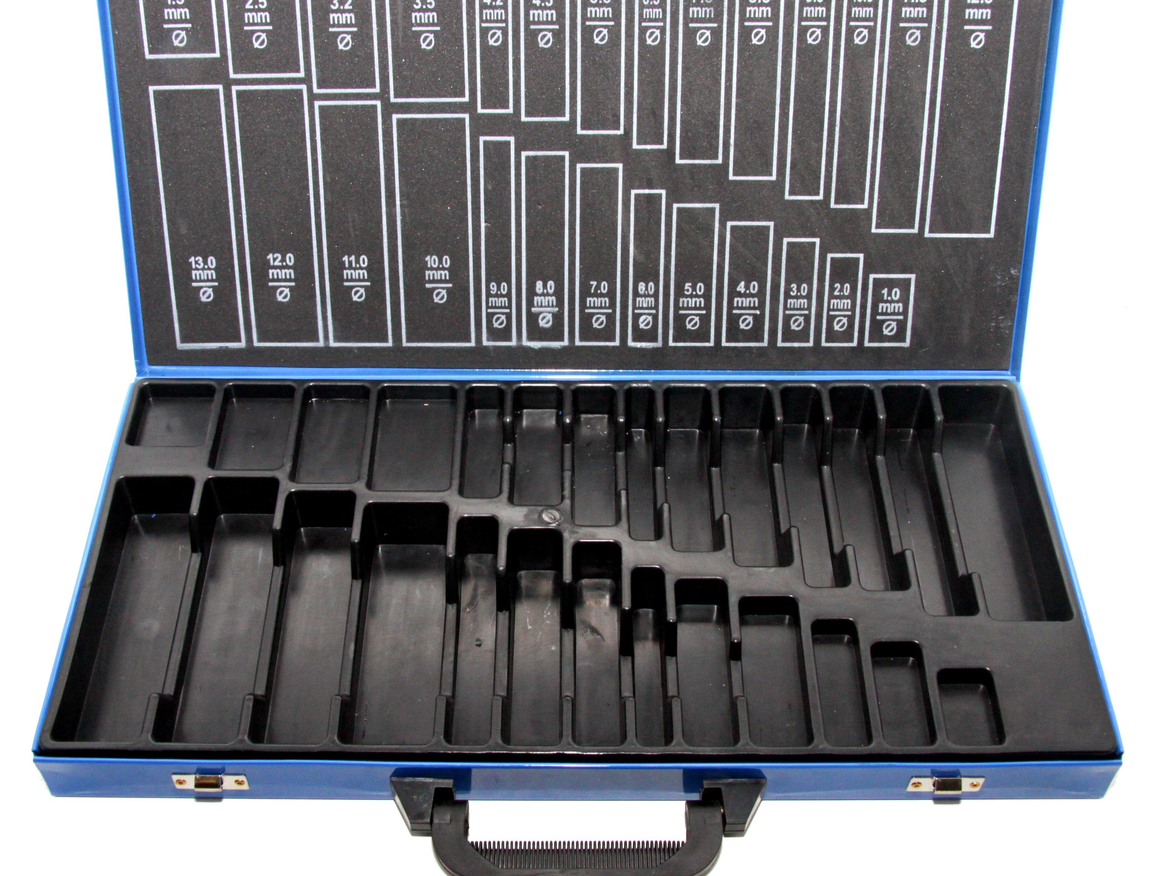 PeTools Bohrersatz Leerbox für Bohrer-Set Spiralbohrer Metallbohrer Leerkassette 1 - 13mm, 27 Fächer von 1,0mm bis 13,0mm in 0,5mm Schritten