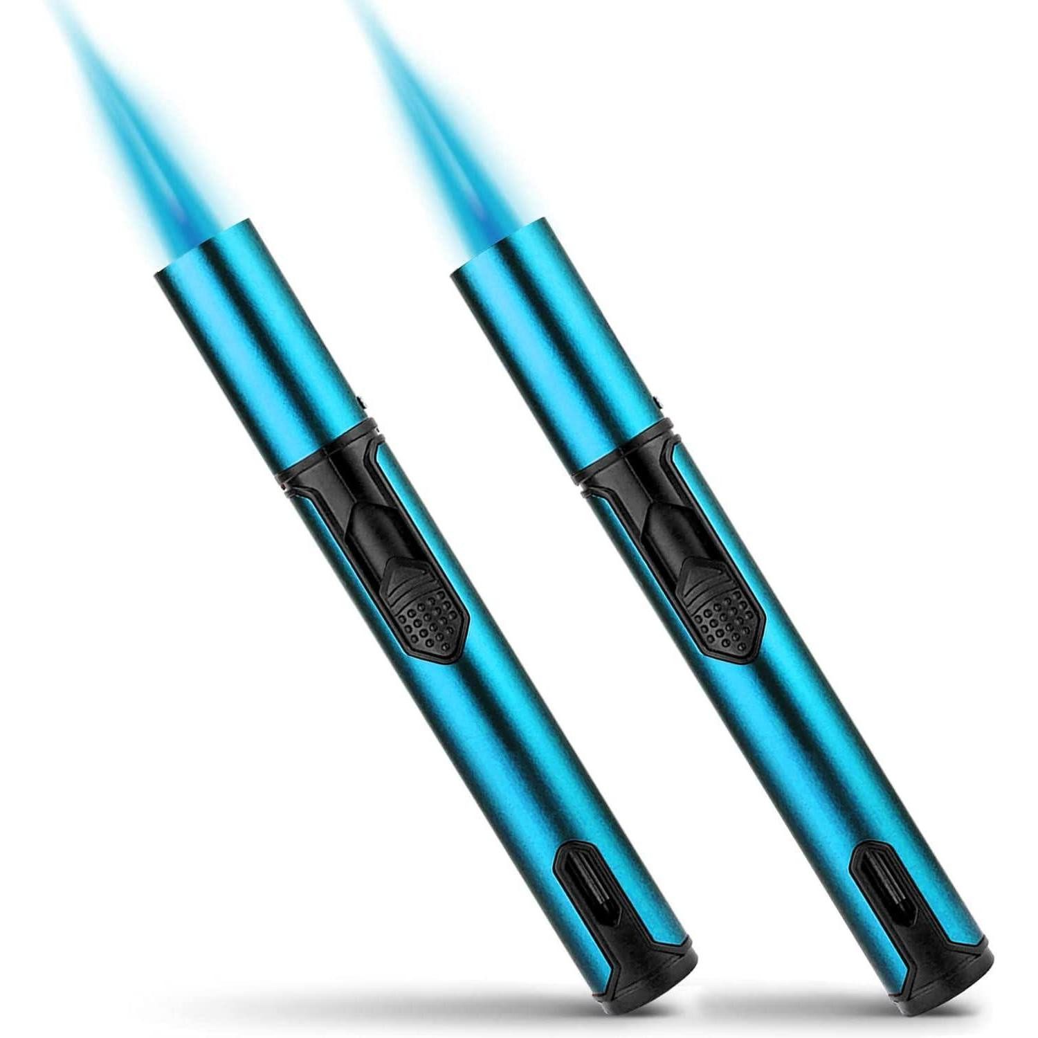 Bbsisgo Stabanzünder Sturmfeuerzeug Gas Jet Winddicht Nachfüllbar 15,2cm Schwarz