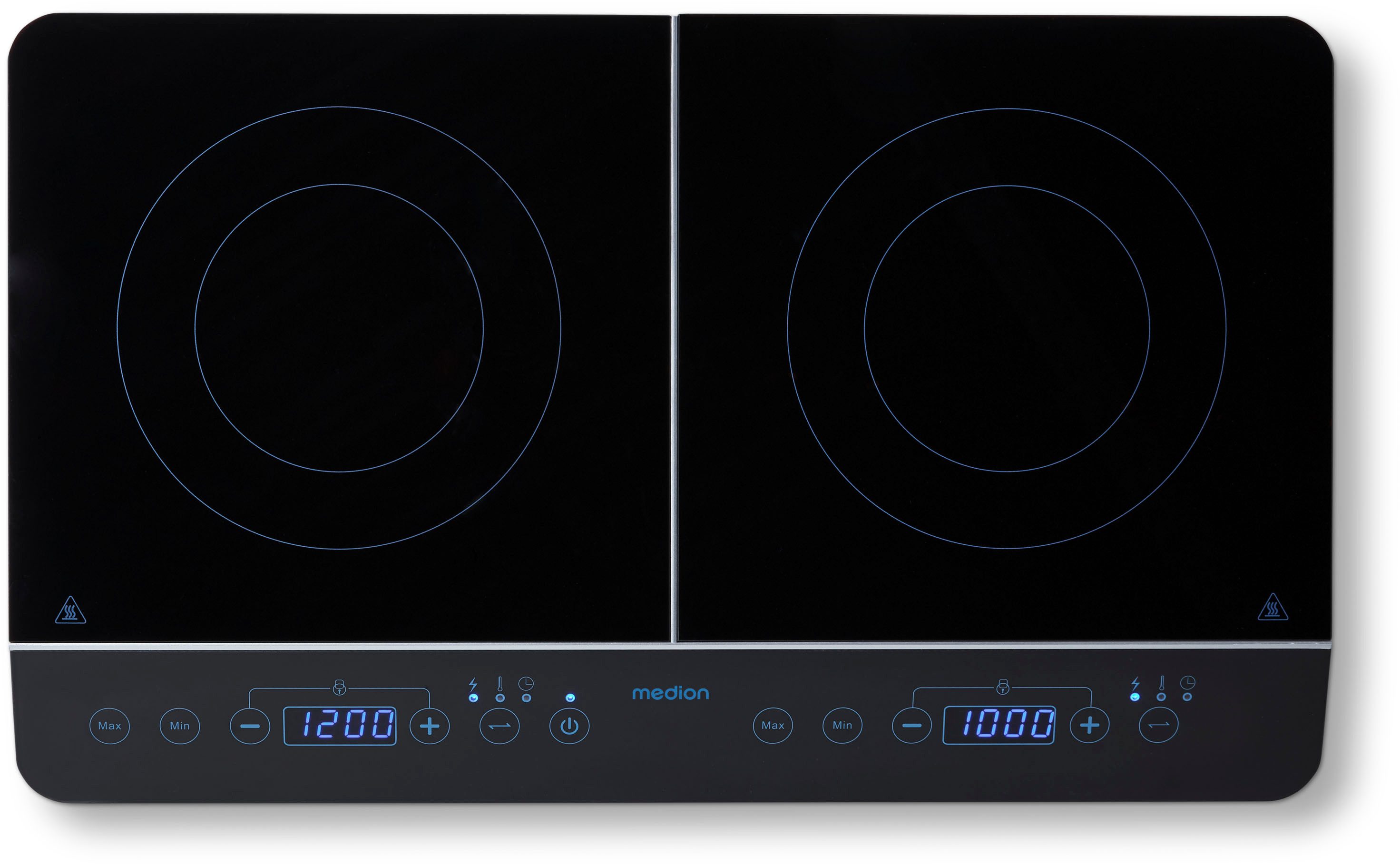 Medion® Doppel-Induktionskochplatte MD 15324, 3500 W Induktionsleistung, automatische Topferkennung, Timer, Temperaturbereich 60 - 240°, Sensor-Touch-Display