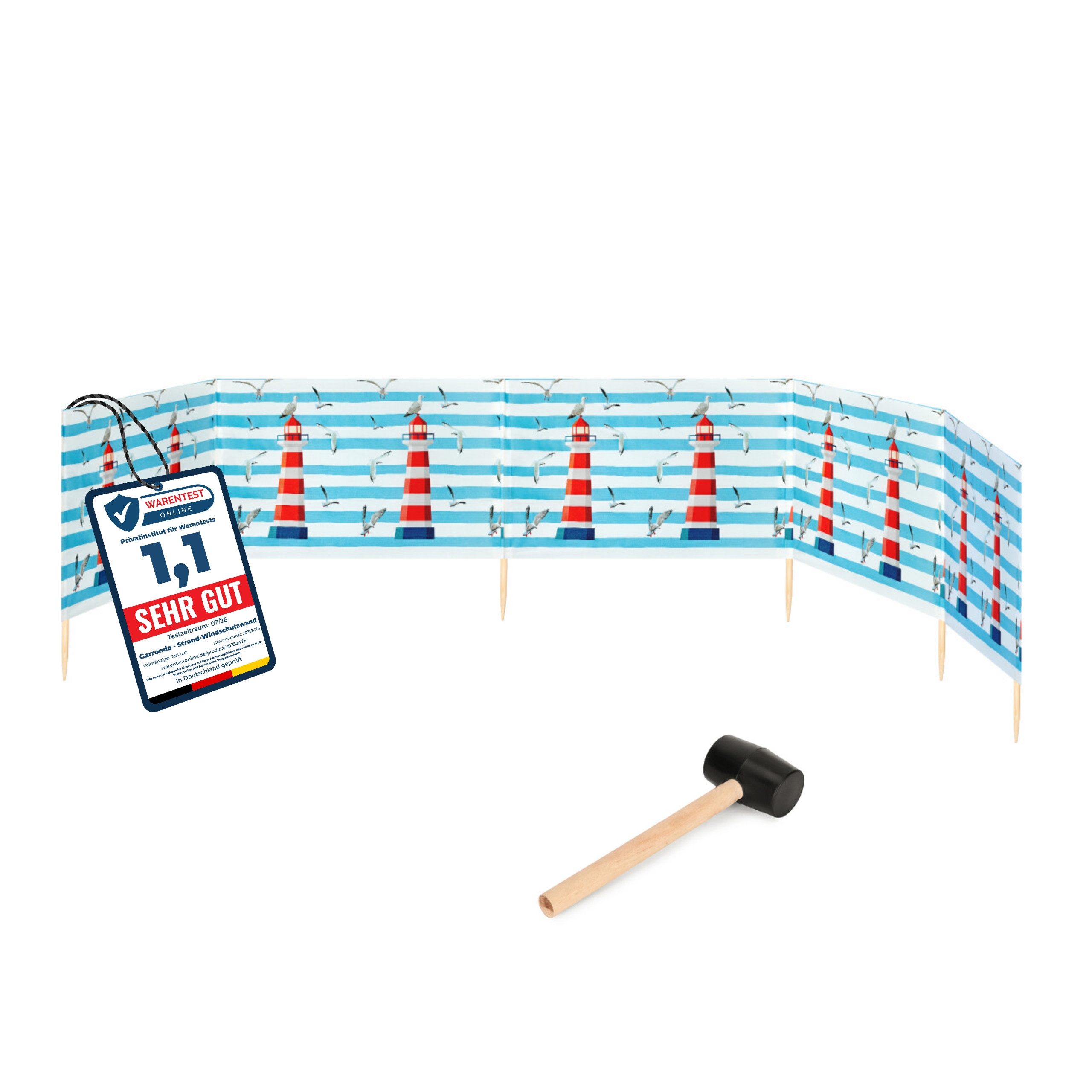 Garronda Windschutz Strand Sichtschutz 6m lang mit Gummihammer Garten Meer GAEX001, (mit Gummihammer)