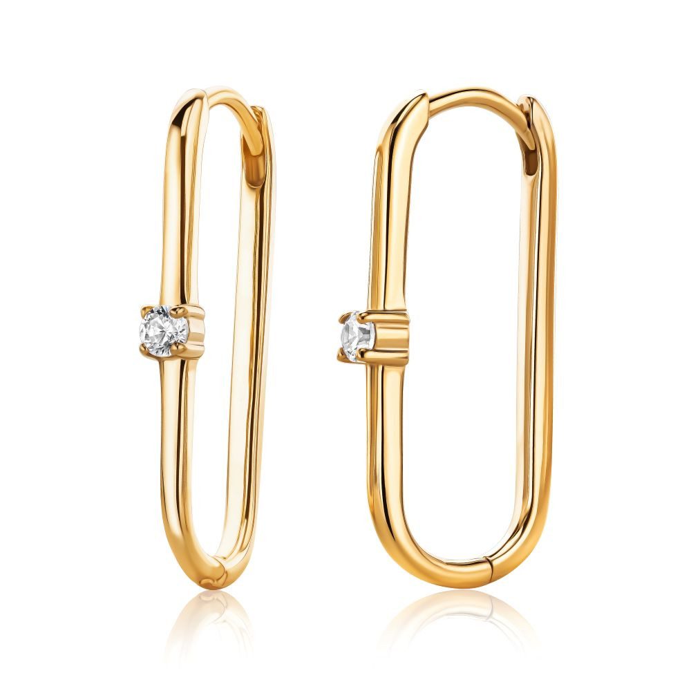 Miore Klappcreolen MSAE296E - 925 Sterling Silber Ohrringe vergoldet - Zirkonia 0,25 Kt, für Damen 18 Kt. vergoldet