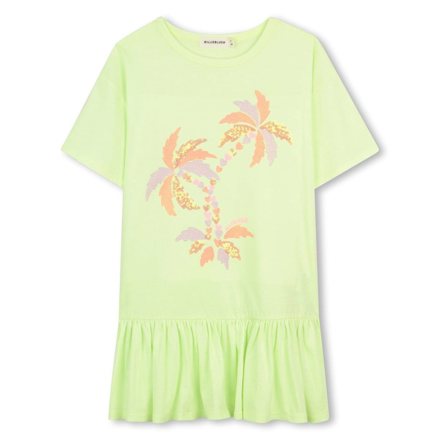 Billieblush Shirtkleid BILLIEBLUSH Kleid „Grüne Zitrone“ mit Palmen-Motiv & Rüschensaum