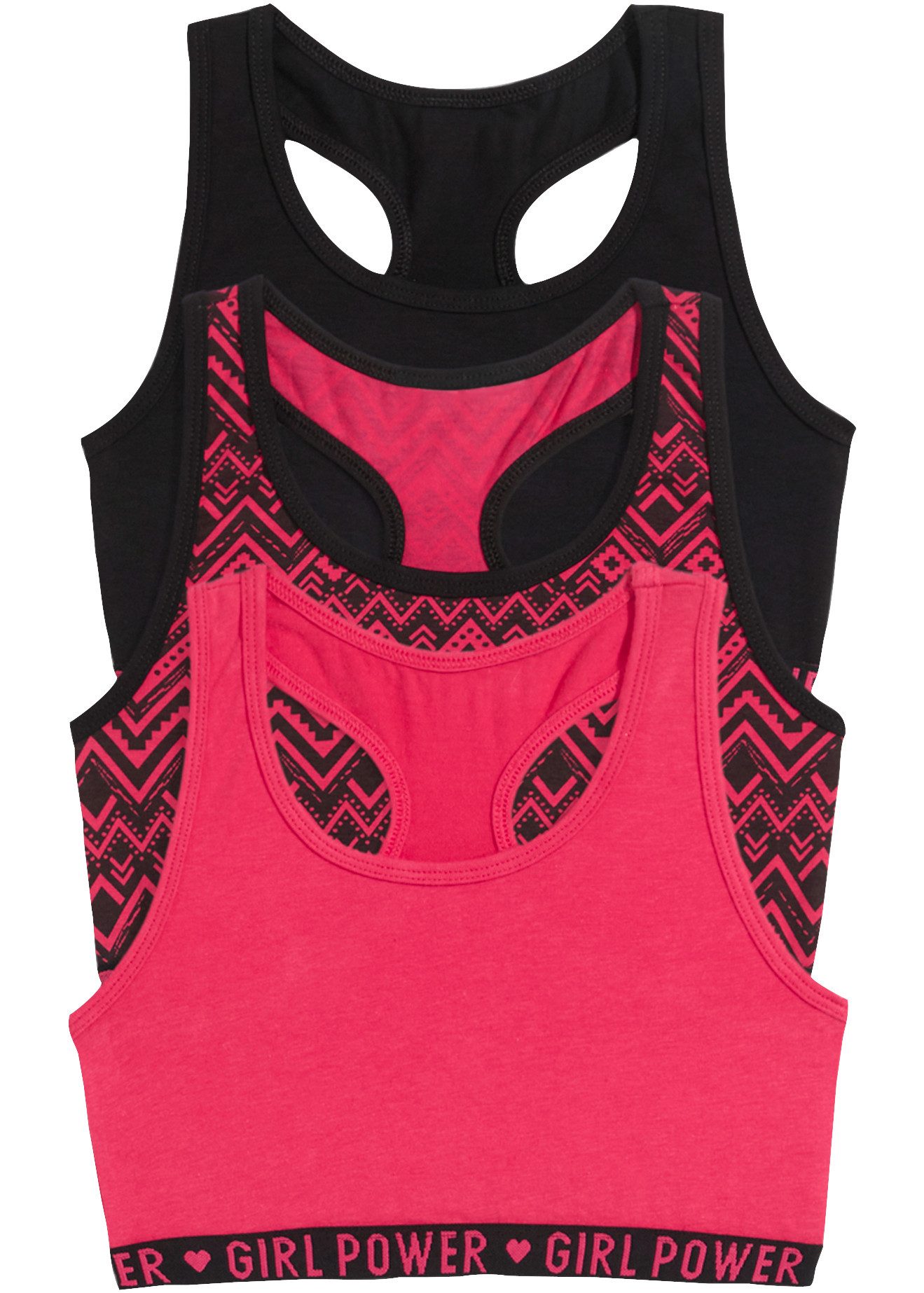 bonprix Bustier (Packung, 3er) aus Baumwolle und Elasthan, 3er-Pack, mit modischem Schriftzug