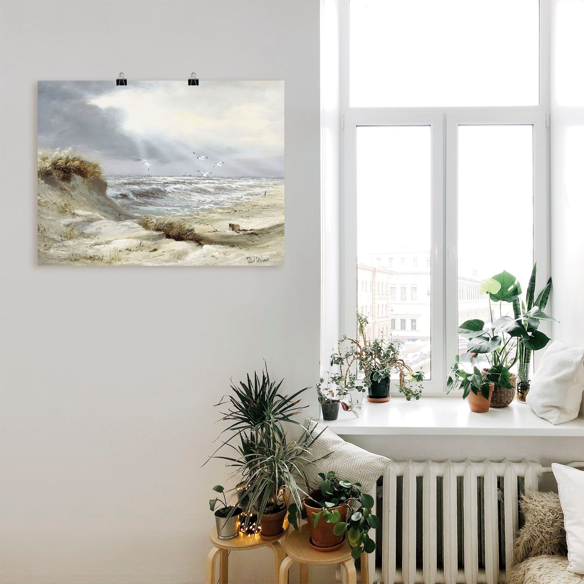 Artland Wandbild Dünen an der stürmischen See, Küste (1 St), als Leinwandbild, Poster in verschied. Größen