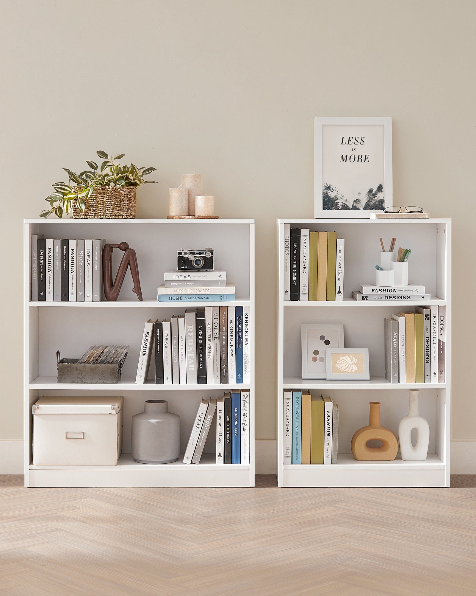 VASAGLE Bücherregal freistehendes Aufbewahrungsregal im skandinavischen Stil, mit 3 Ebenen, für Wohnzimmer, Büro, Schlafzimmer und Arbeitszimmer – Bild 3 von 5