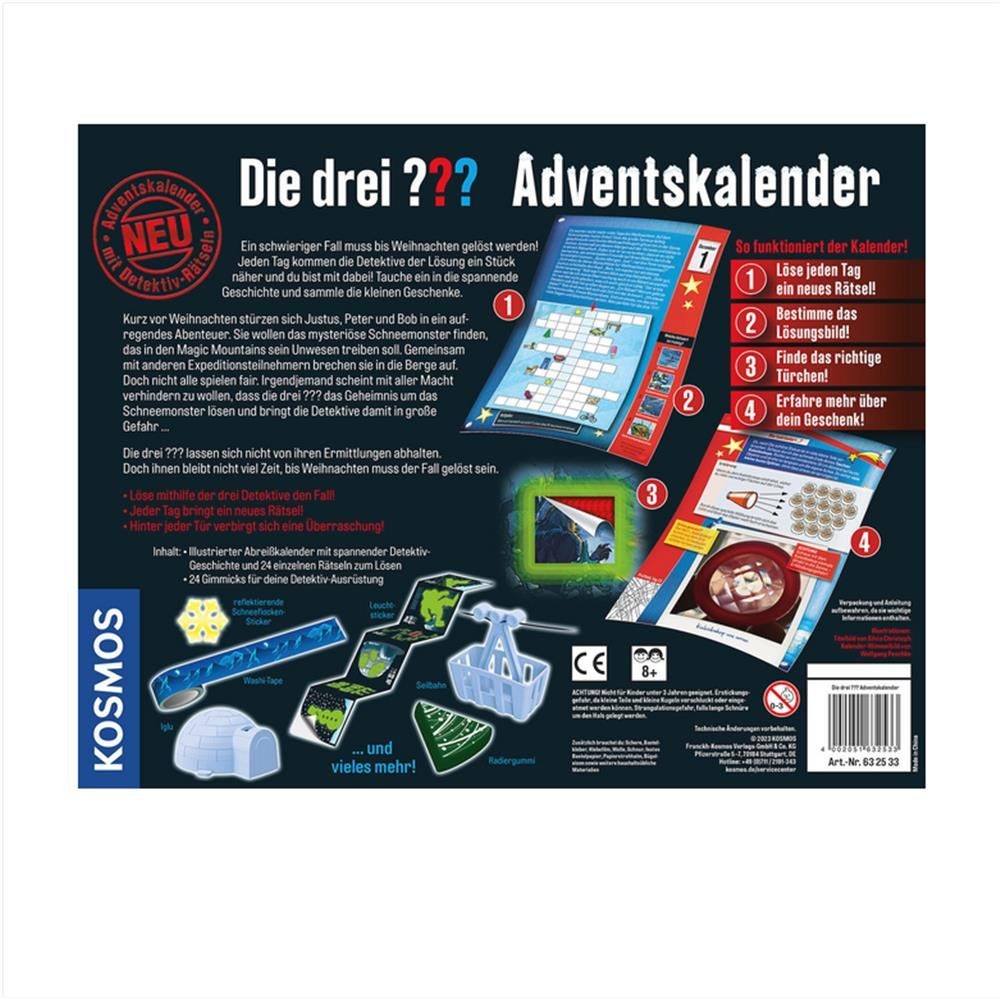 Kosmos Adventskalender Die drei ??? - Das mysteriöse Schneemonster, mit Rätsel, Krimi-Geschichte, für Kinder ab 8 Jahren