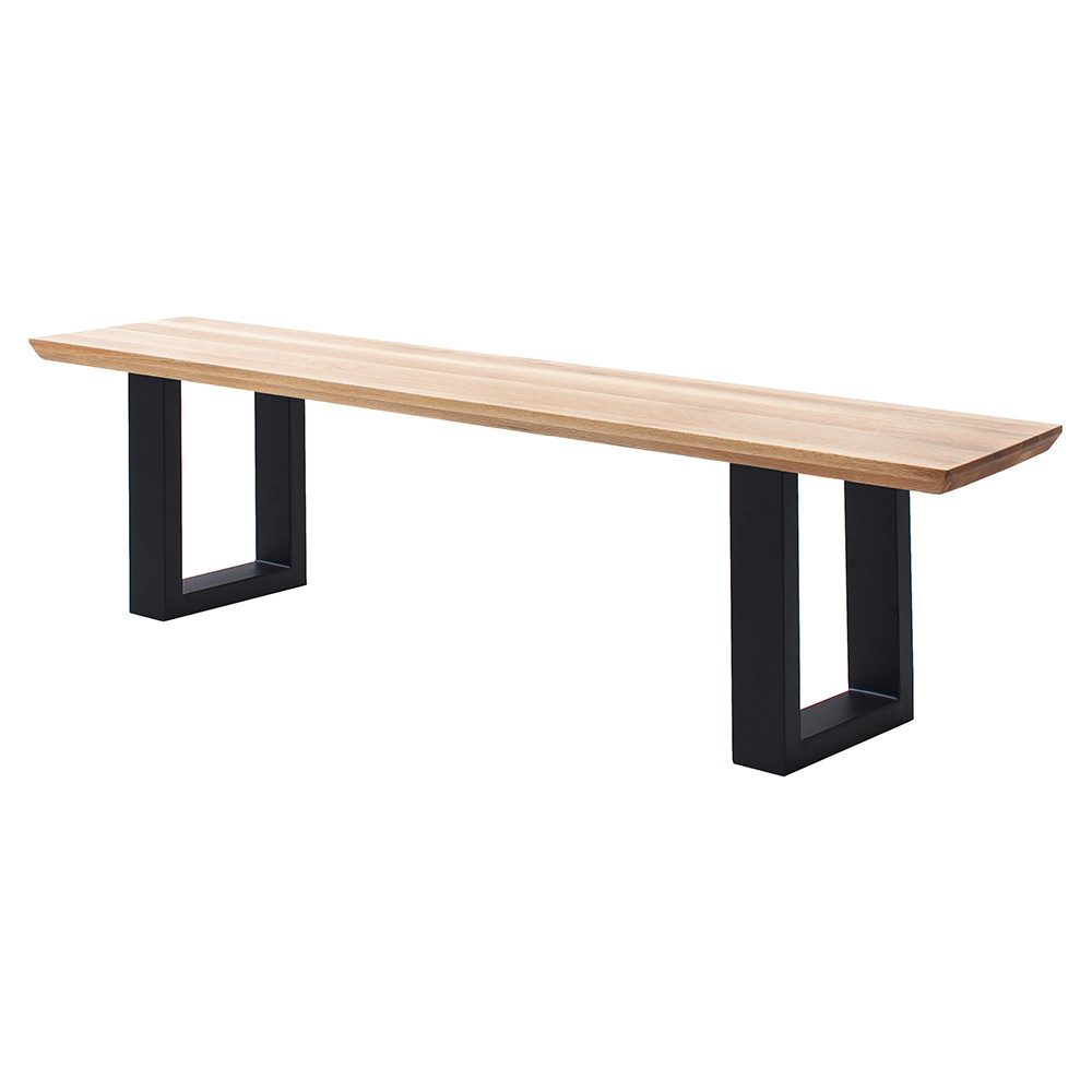 Lomadox Sitzbank PARACATU-06, Massivholz, U-Gestell, Schweizer Kante, Eiche geölt, 160x40cm