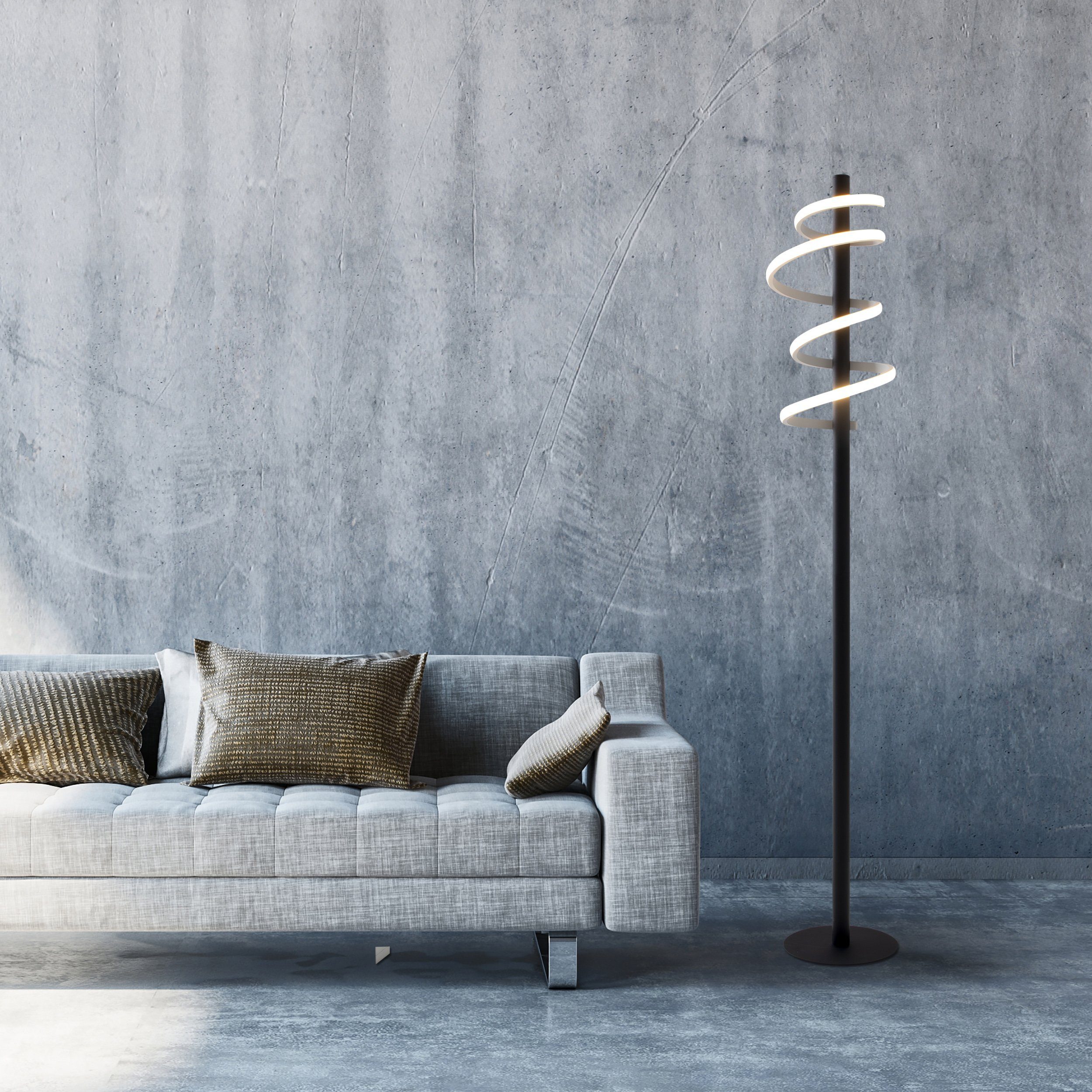 näve LED Stehlampe Belleza, Dimmfunktion, Ein-/Ausschalter, mehrere Helligkeitsstufen, LED fest integriert, Warmweiß, in 3 Stufen dimmbar über Touch-Schalter, Effizienzklasse: E, schwarz