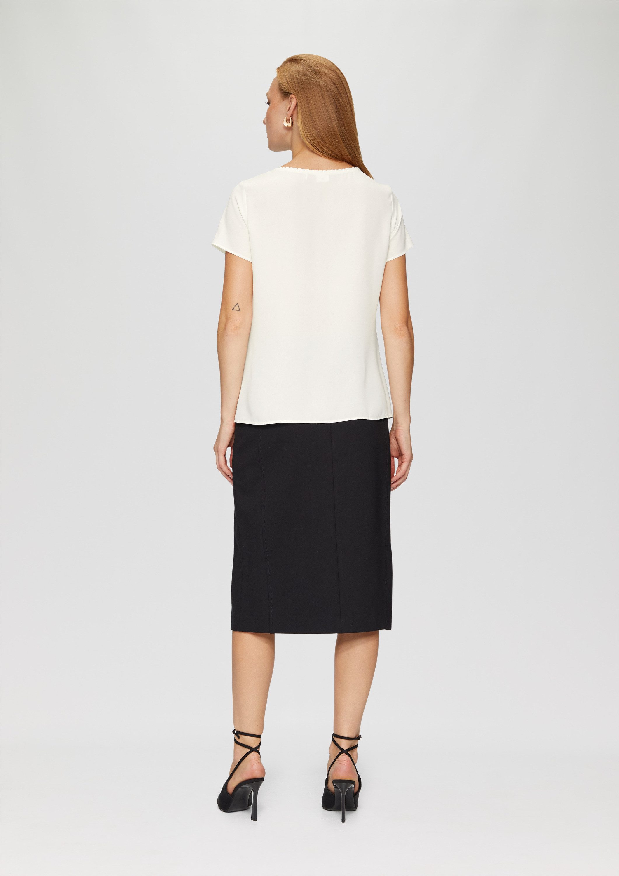 s.Oliver Kurzarmbluse Bluse Bluse mit Schmuckkante