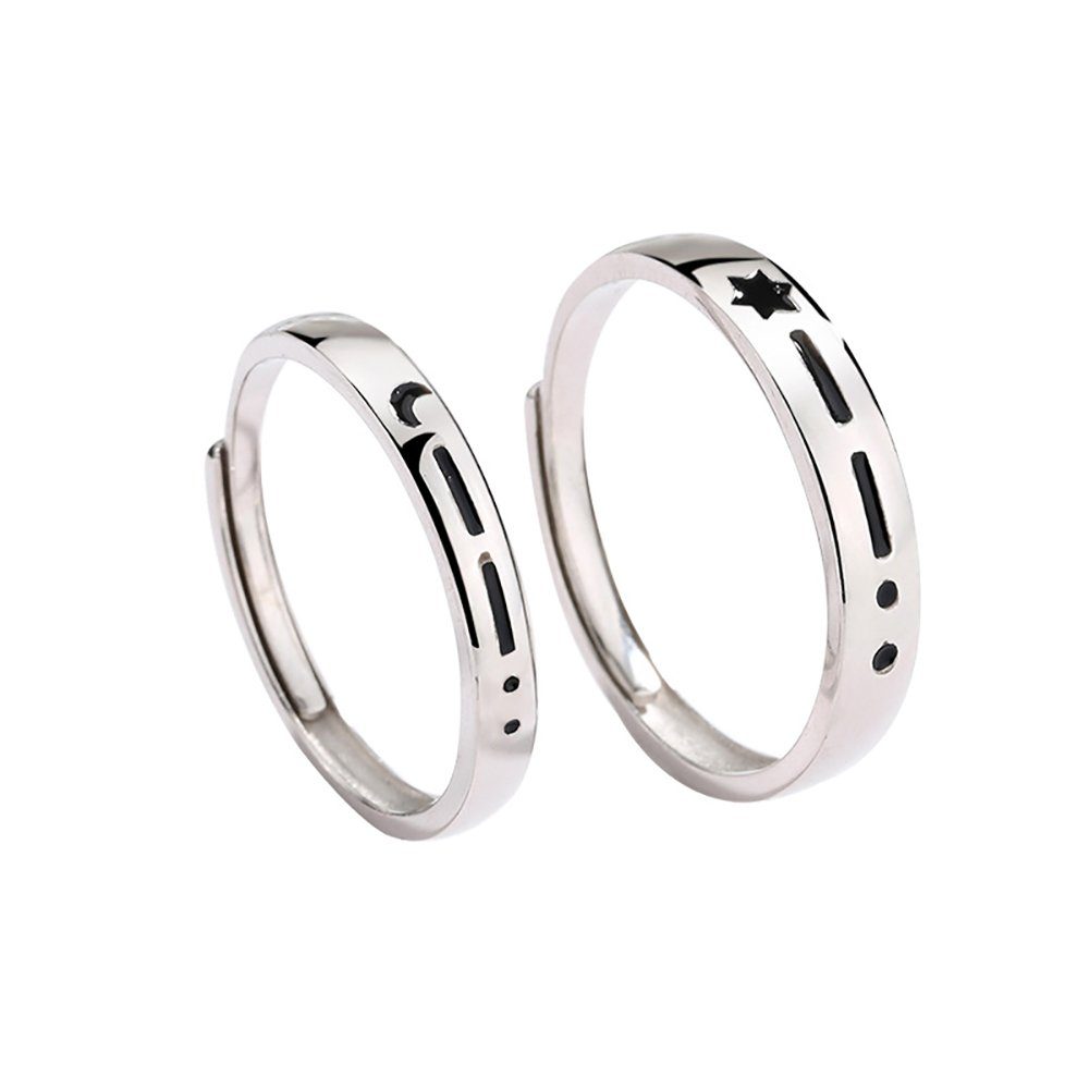 ACCZOO Partnerring Paar Ringe aus 925er Sterlingsilber (Partnerring ist einstellbar, 2-tlg., Paare Freundschaftsringe), Unregelmäßiges Muster Design Ring