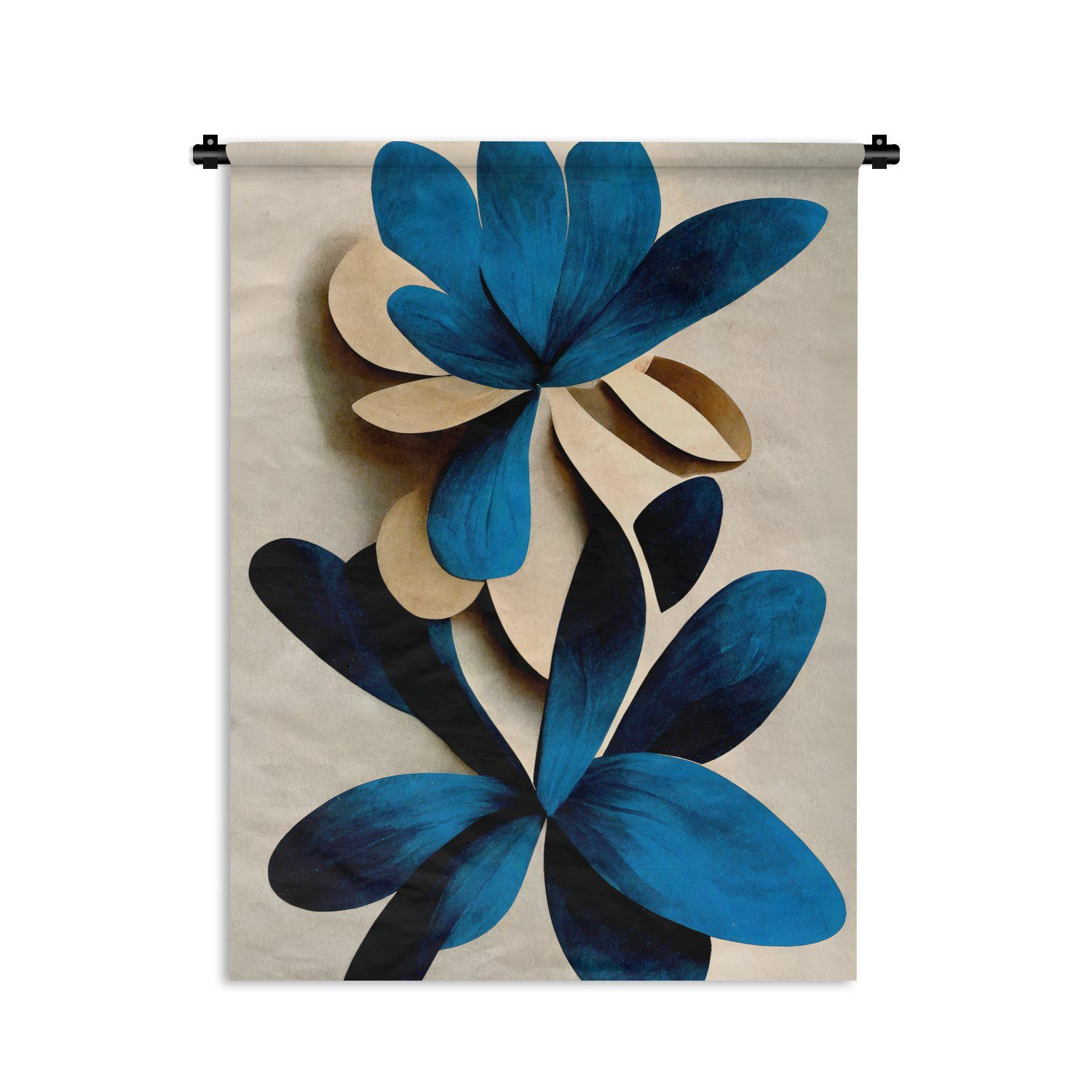 MuchoWow Wanddekoobjekt Blätter - Pflanzen - Blau - Lilie, Deko für an der Wand, Wohnzimmer, Tapisserie, Schlafzimmer