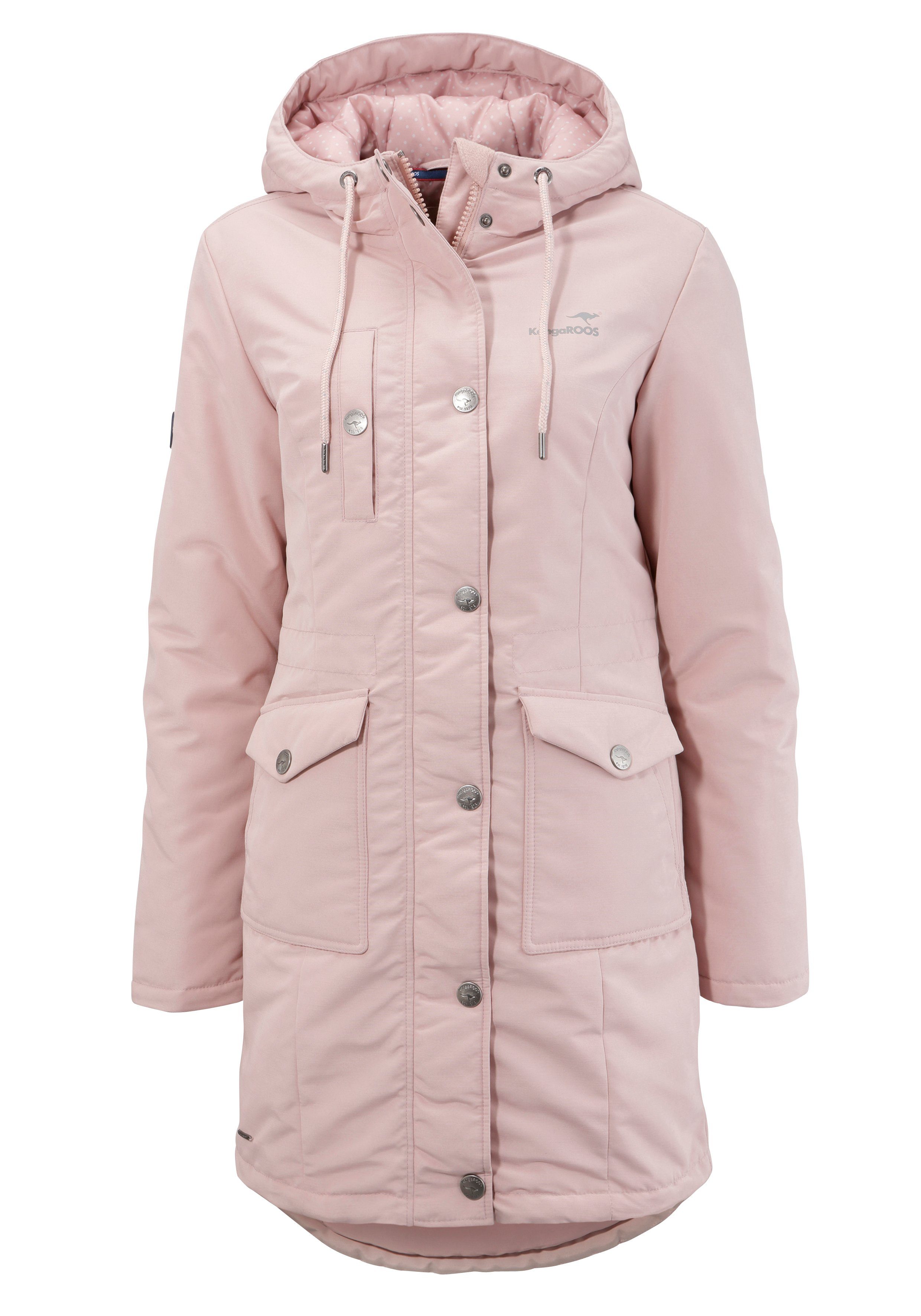 KangaROOS Langjacke rosa mit 2-Wege-Reißverschluss und vielen Taschen