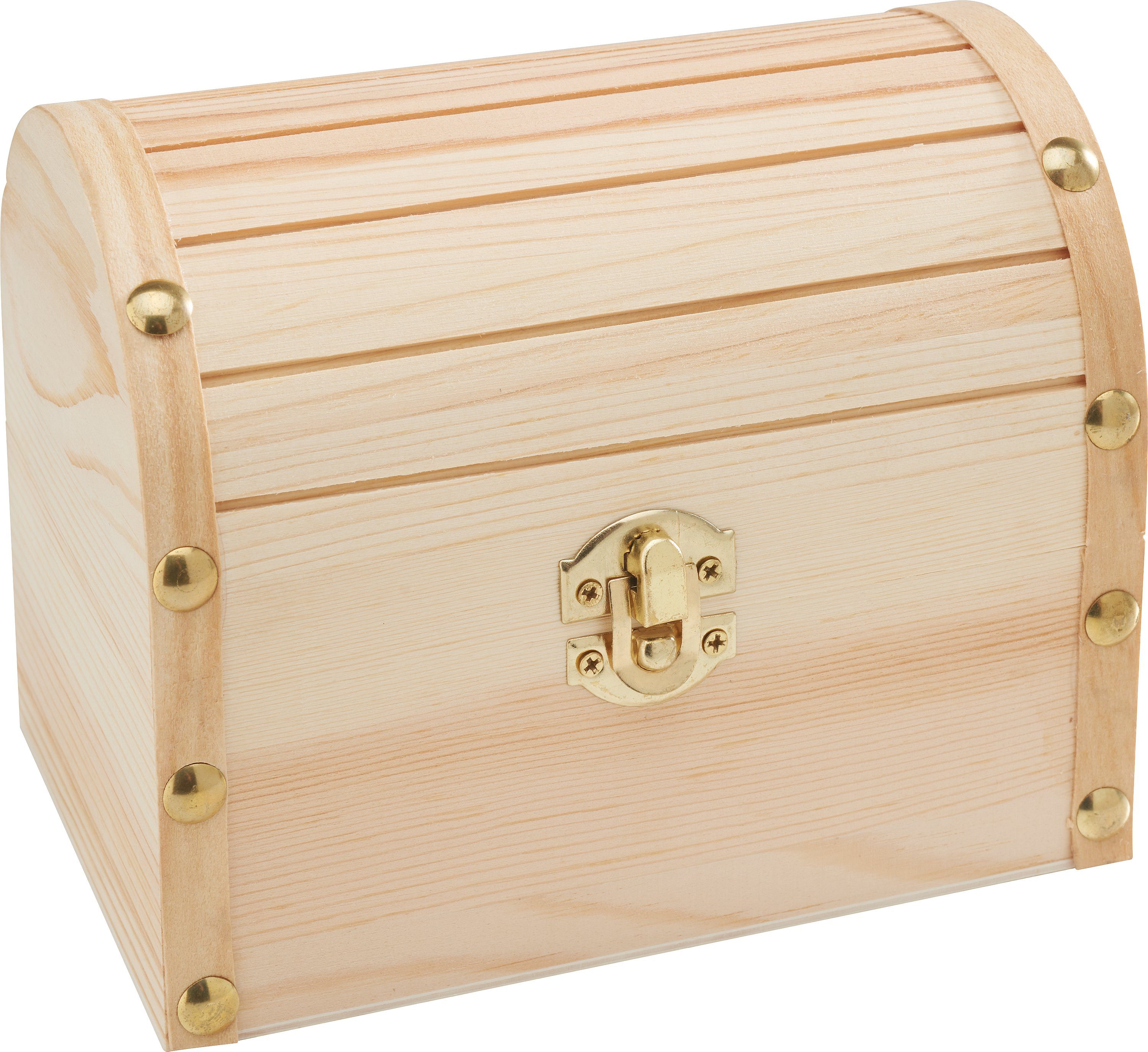 VBS Truhe Runddeckeltruhe mit Beschlag Kiefernholz, 15,5 cm x 11 cm x 12,5 günstig online kaufen