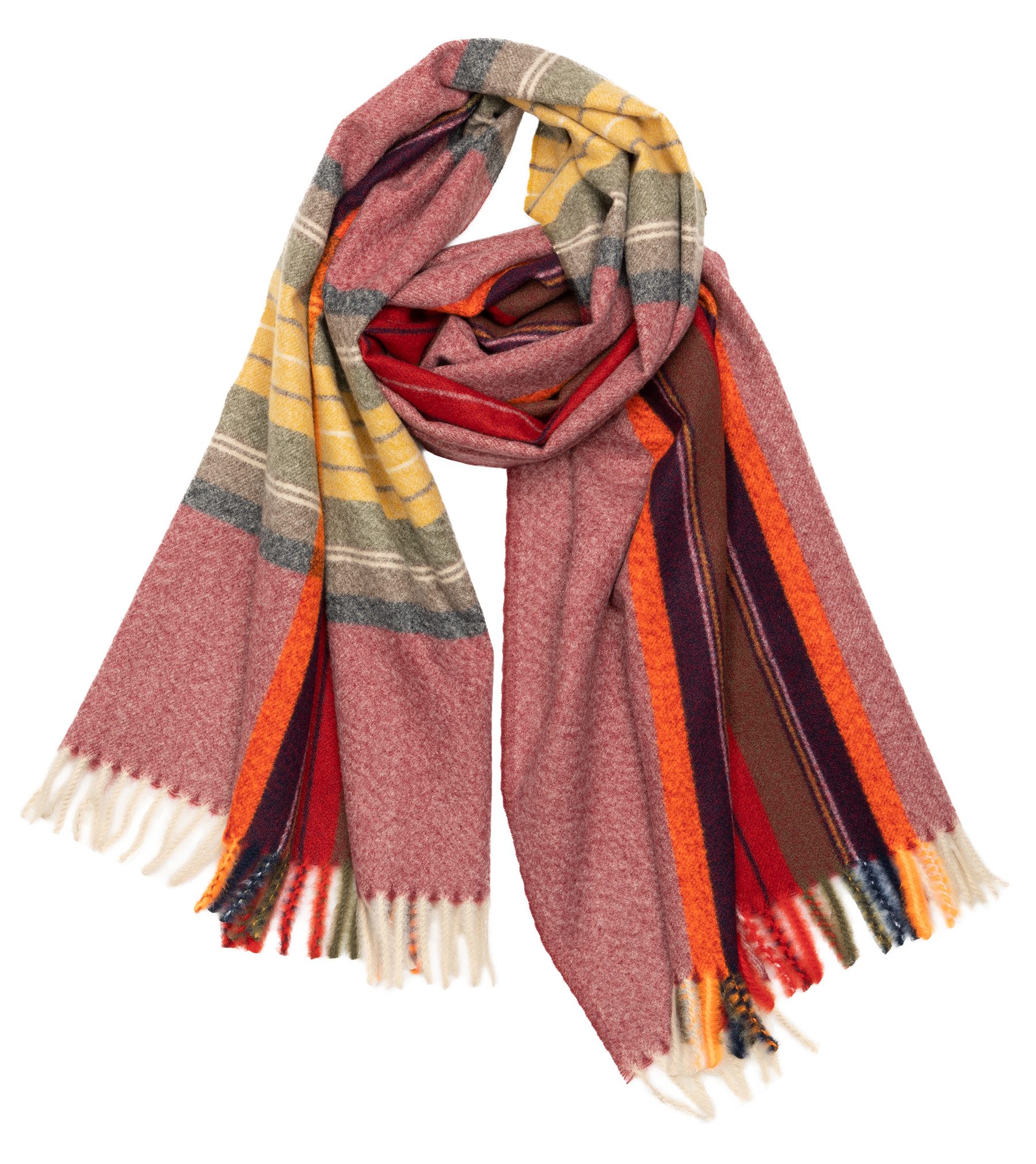 Modeschal SC513 Damen XXL Fransen Tartan Plaid Winter Schal