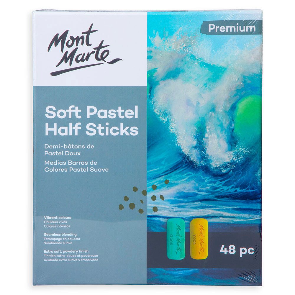 Mont Marte Pastellkreide Weiche Pastellkreide Softpastell 48 / 72 Farben, Halbkreiden, Ideal für Layering, Verblenden und ausdrucksstarke Kompositionen