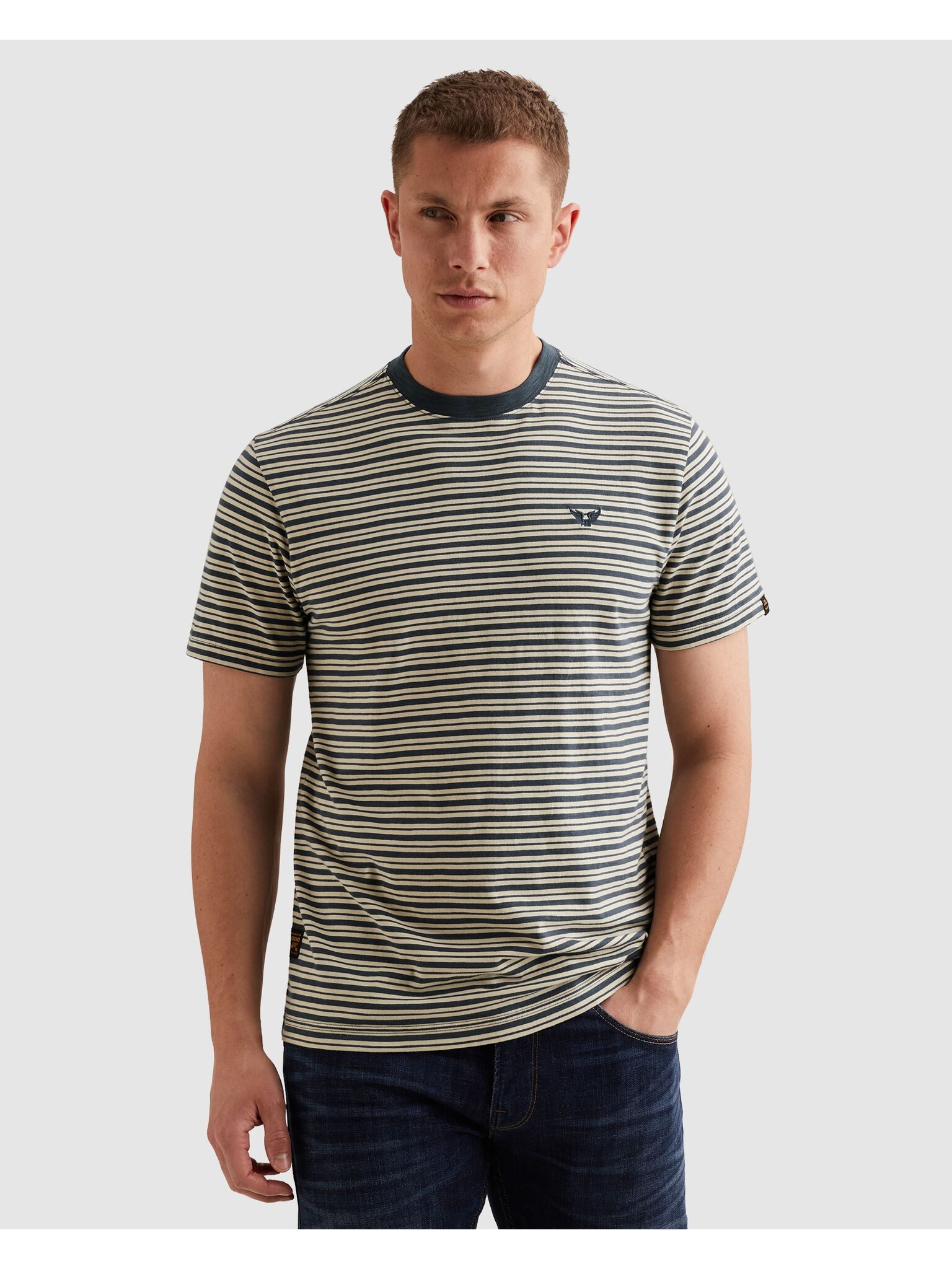 PME LEGEND T-Shirt T-shirt RH yd stripe jersey PME-Logo-Stickerei im Brustbereich