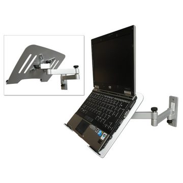 Drall Instruments L52S-IP3W TV-Wandhalterung, (2-tlg., Laptop Wandhalterung silber mit Notebook Tablet Adapter Ablage weiß)