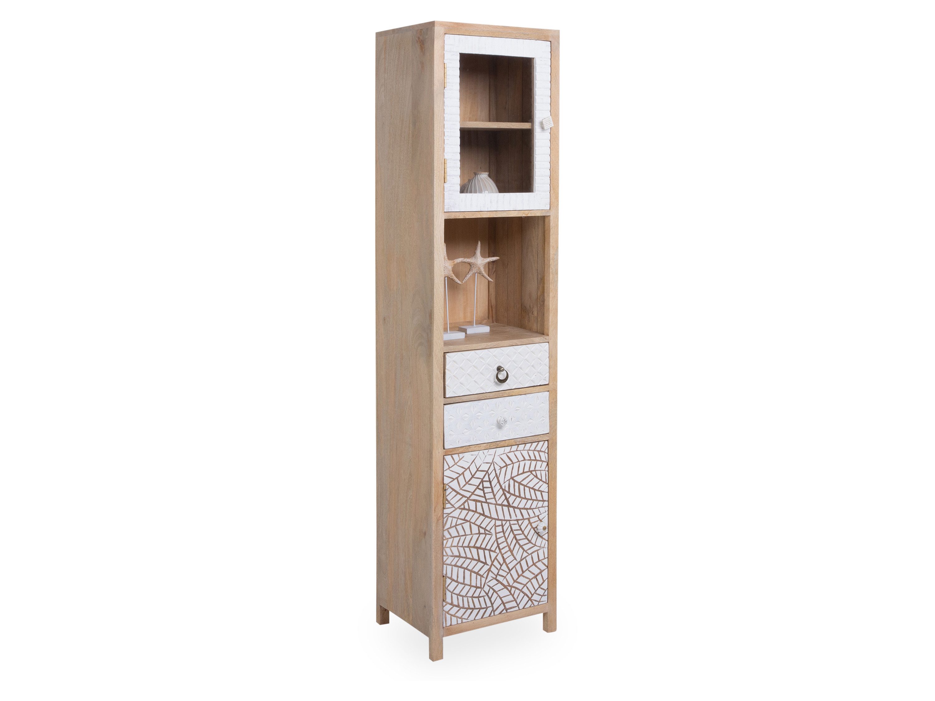 SANSIBAR LIVING Hochschrank Hochschrank SANSIBAR AMRUM BHT 43x185x35 cm braun Midischrank