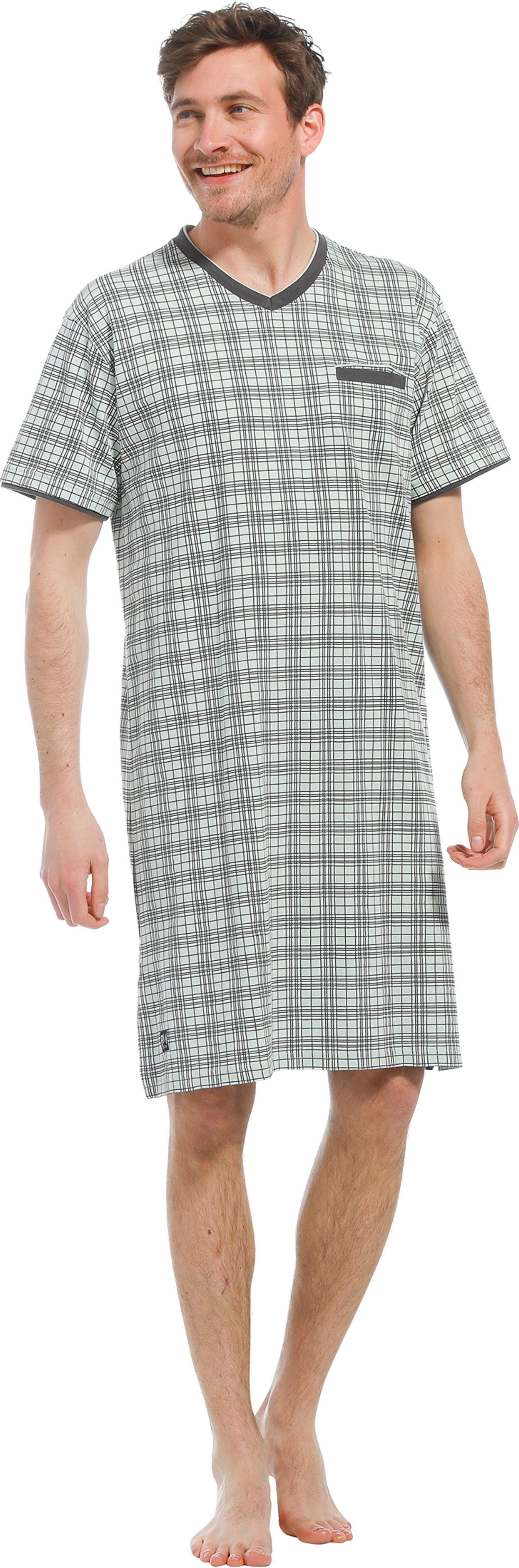 Pastunette Nachthemd Herren green Arm light Baumwolle mit kurzem (1-tlg) Nachthemd