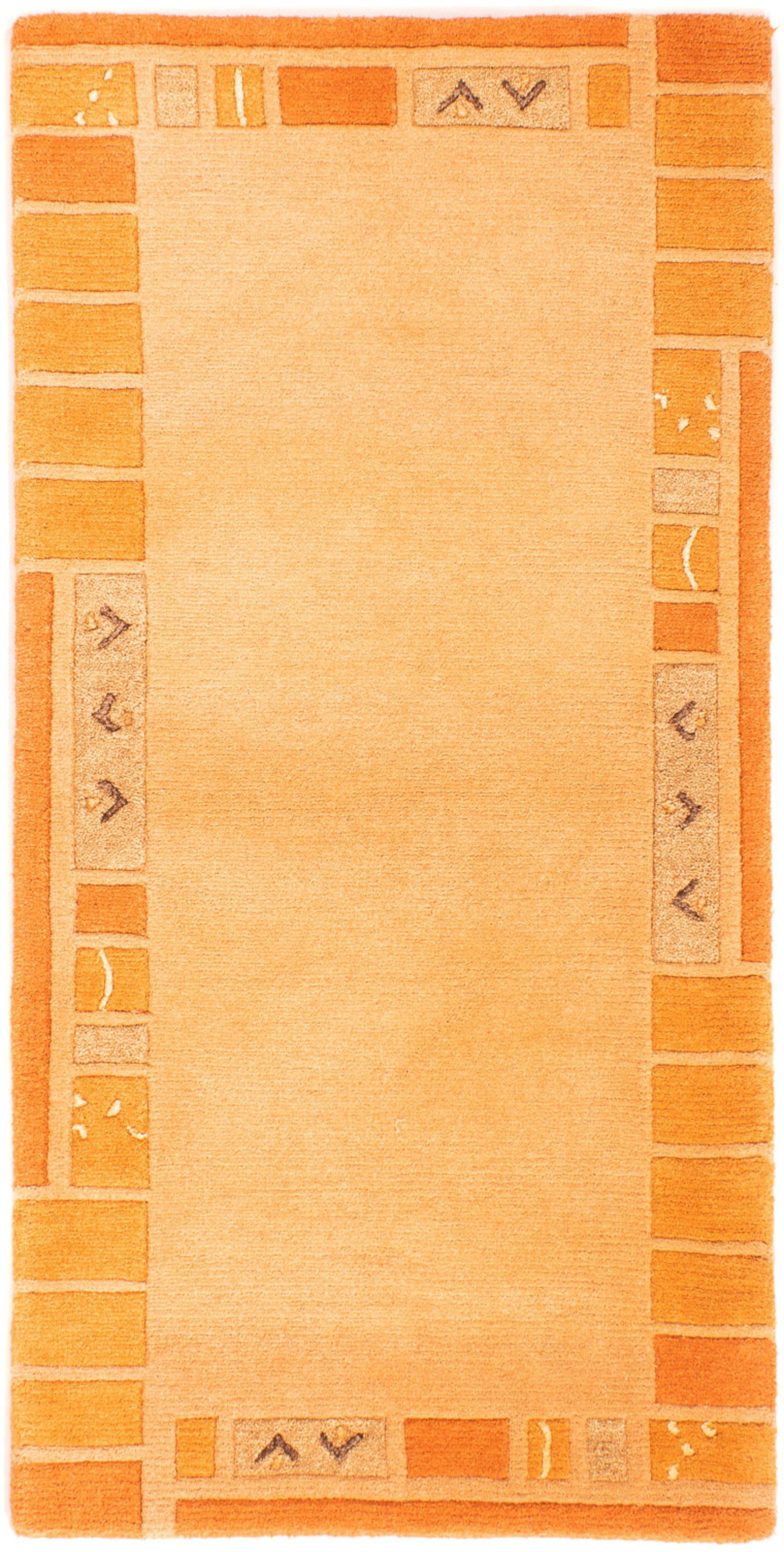 orange, Zertifikat 70 x mit - Höhe: mm, Wollteppich - Einzelstück morgenland, cm 18 Handgeknüpft, 140 Nepal rechteckig, Wohnzimmer,