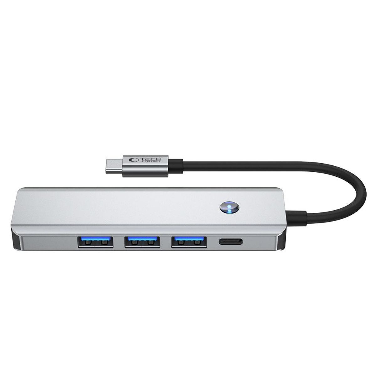 TECH PROTECT HB01 USB-Adapter USB-C zu USB-A 2.0, USB-A 3.0, USB-C (Power Delivery), HDMI, USB-C (Bypass-Ladeport), 5-in-1 USB-C Adapter mit HDMI 4K 60Hz und 100W Power Delivery