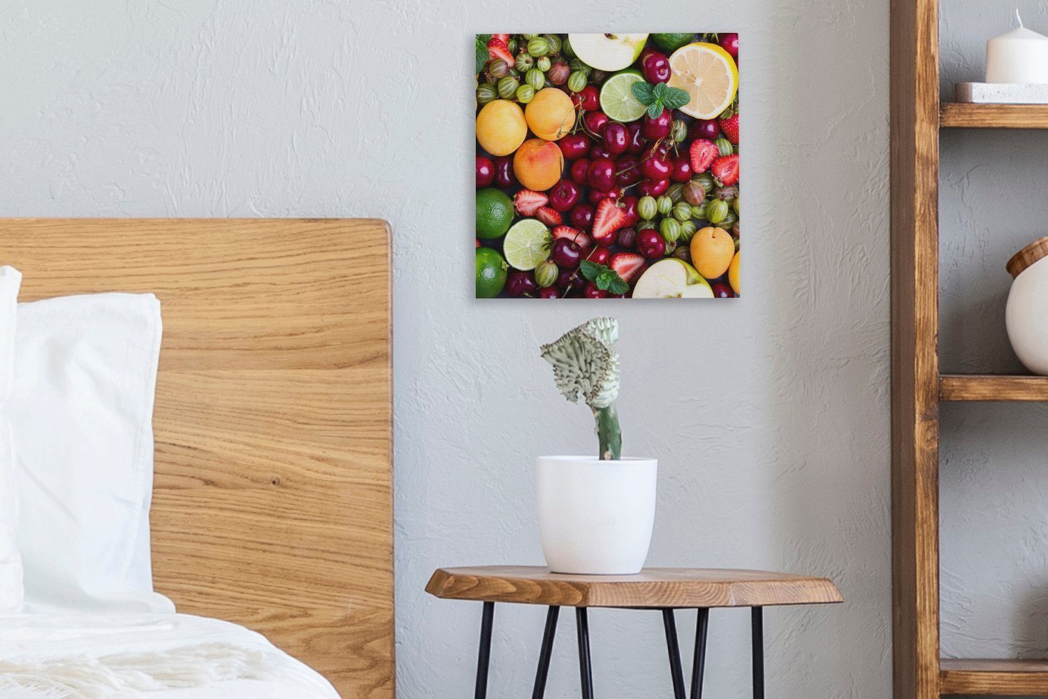 Obst Wohnzimmer - Leinwand für (1 Leinwandbild St), Schlafzimmer Bilder Sommer, OneMillionCanvasses® Farben -