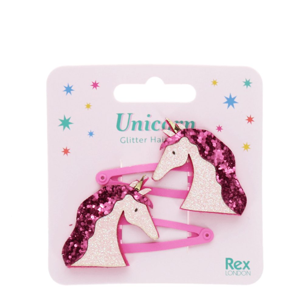 Rex London Haarspange Glitzer Einhorn, Haarklammer, 2-tlg., Set, ca. 5,9 x 3,5 x 0,5 cm