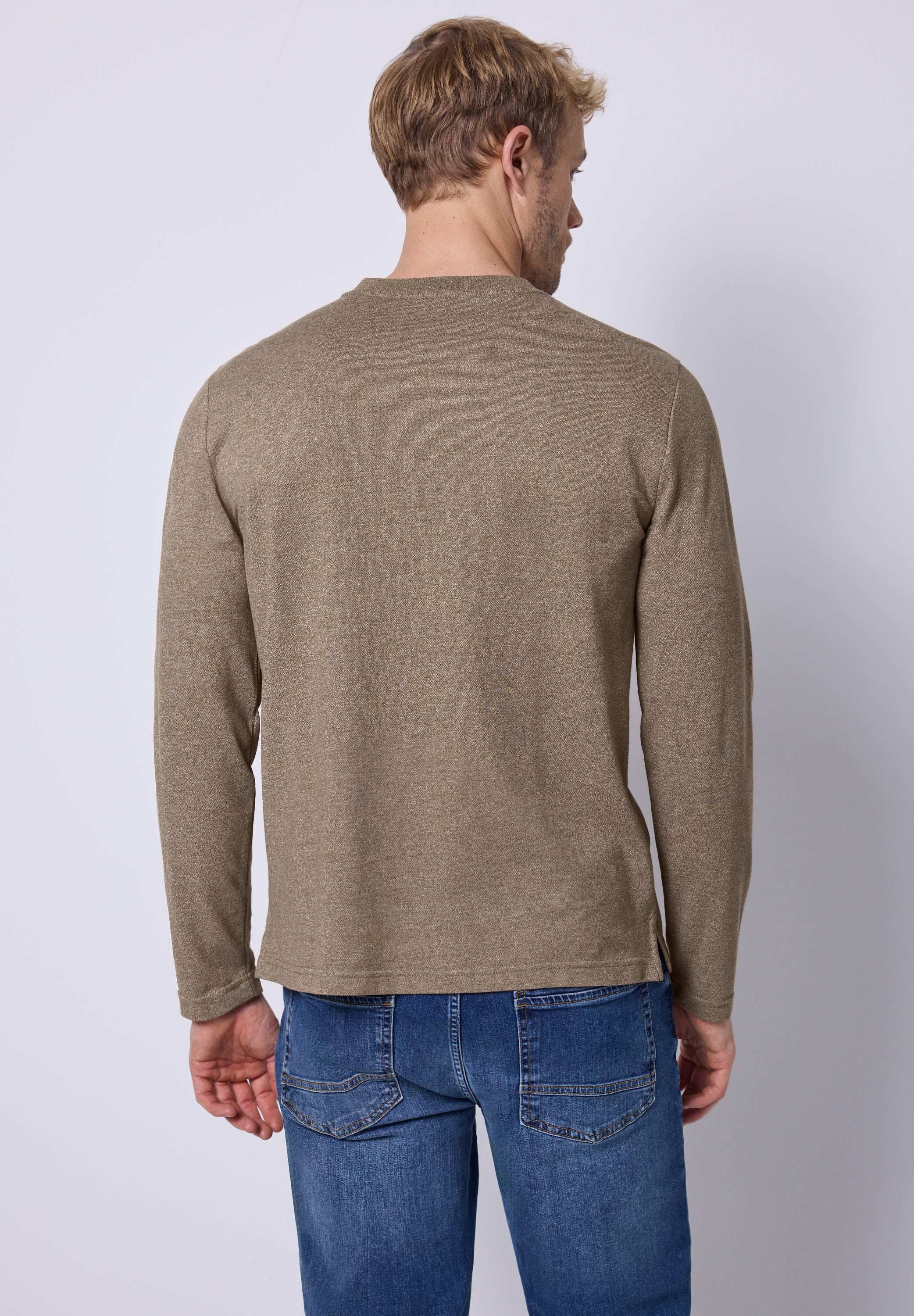 STREET ONE MEN Langarmshirt im Melange günstig online kaufen