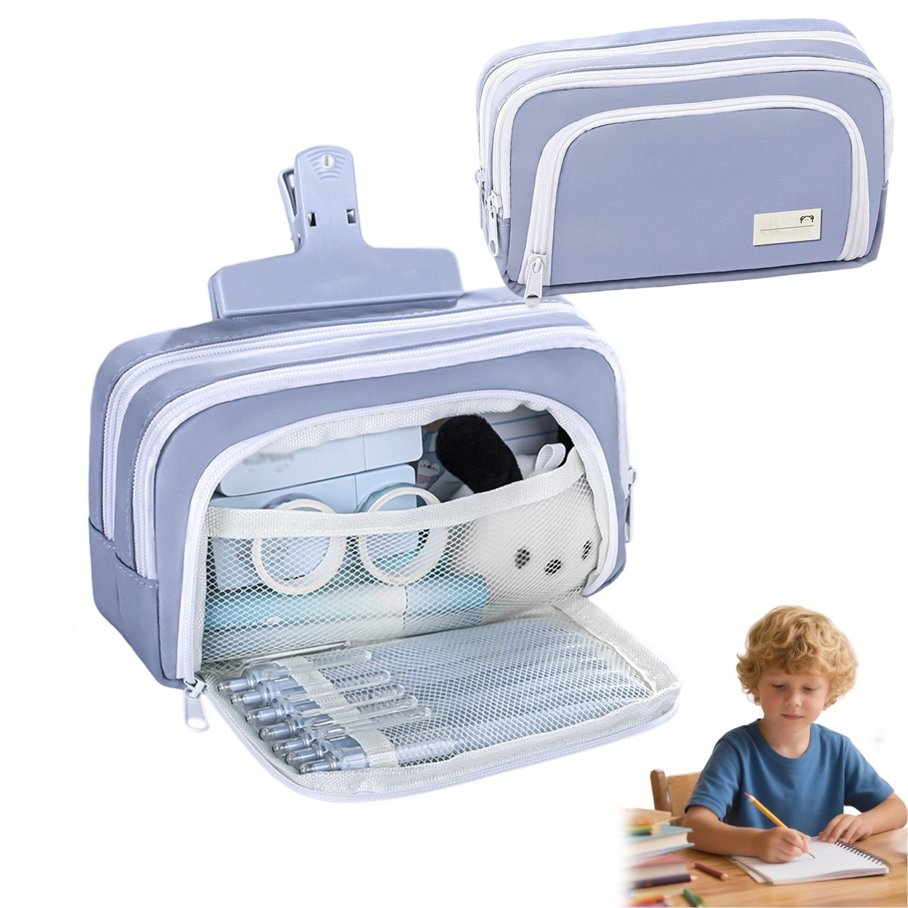 Mutig Federmäppchen Etui Große Kapazität, 3 Fach Federtaschen, (Unisex Mäppchen Stiftetasche, Bleistift Beutel, Schulsachen Pencil Case mit Reißverschluss), für Schule, Büro, Student