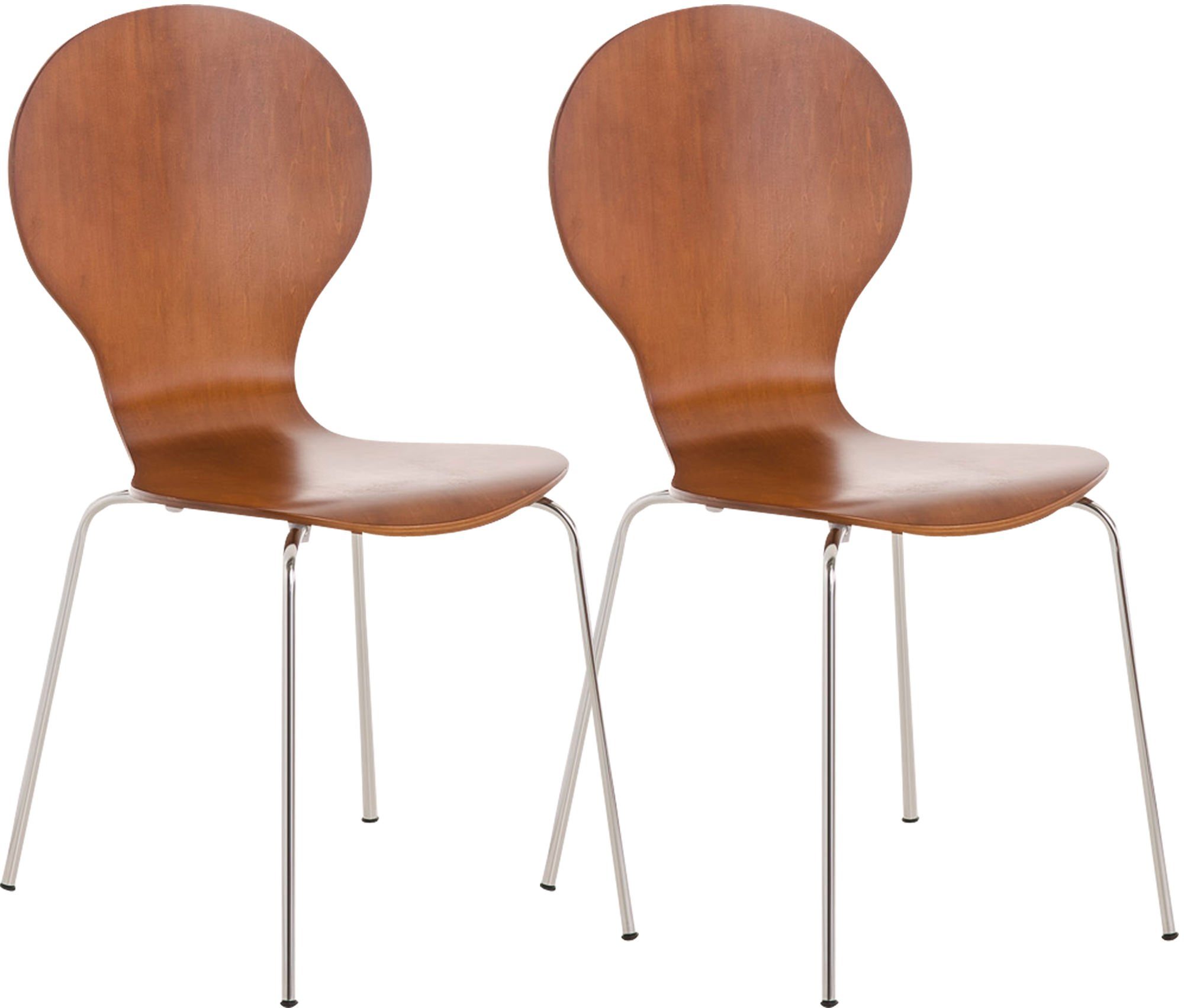 TPFLiving - Gestell: Messestuhl, 2 geformter ergonomisch Sitzfläche: chrom Holz Besucherstuhl - Konferenzstuhl braun St), - (Besprechungsstuhl Warteraumstuhl Sitzfläche - Daggy Metall mit