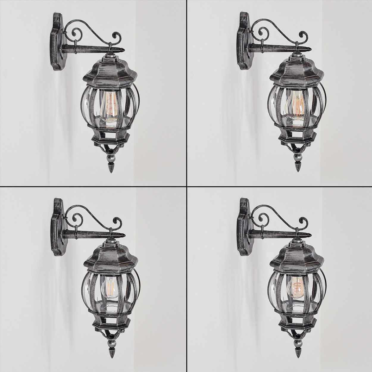 hofstein Außen-Wandleuchte Außenwandlampe aus Metall/Glas in Schwarz/Silber günstig online kaufen