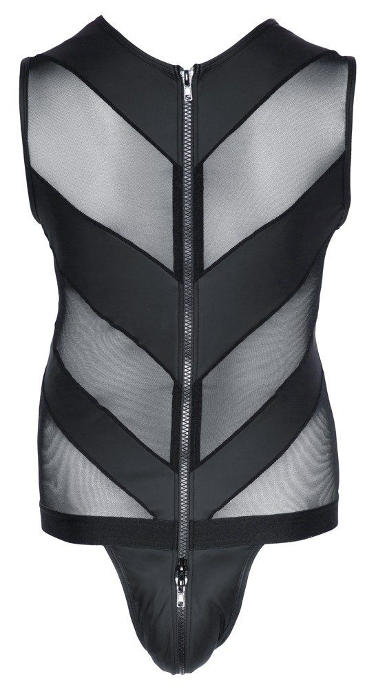 Svenjoyment Body Jock-Strap Wetlook Body transparent - schwarz (1-tlg) Vorne 3-Wege-Reißverschluss bis in den Schritt