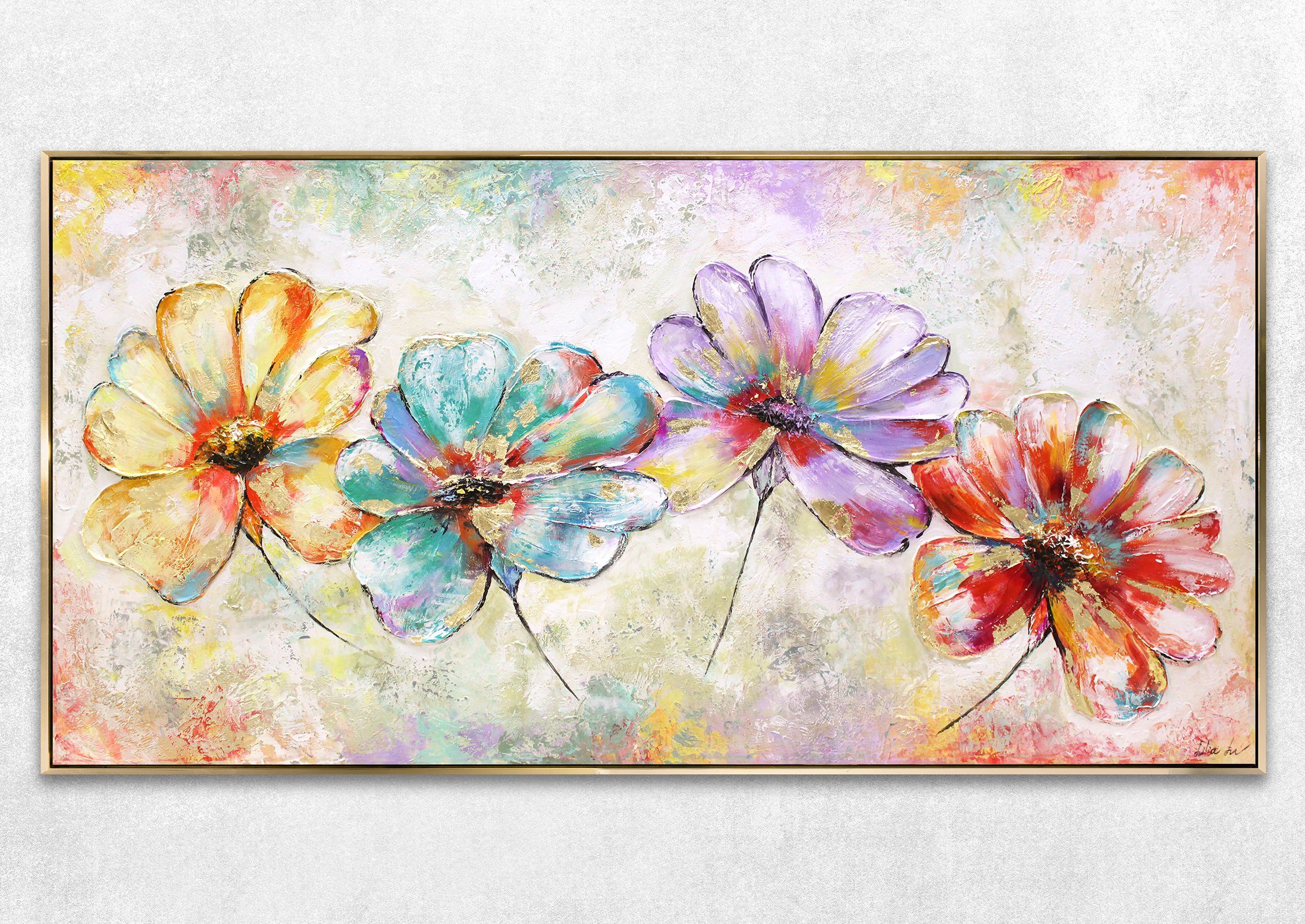 YS-Art Gemälde Schöne Blumen, Blumen, Bunte günstig online kaufen