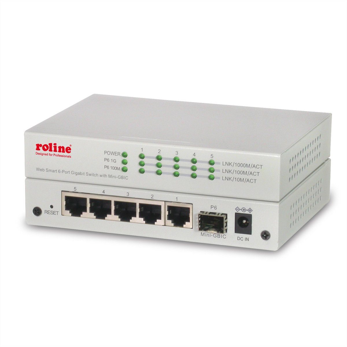 Gigabit Ethernet Switch 6 Ports (5x 10/100/1000 + 1x SFP) Netzwerk-Switch