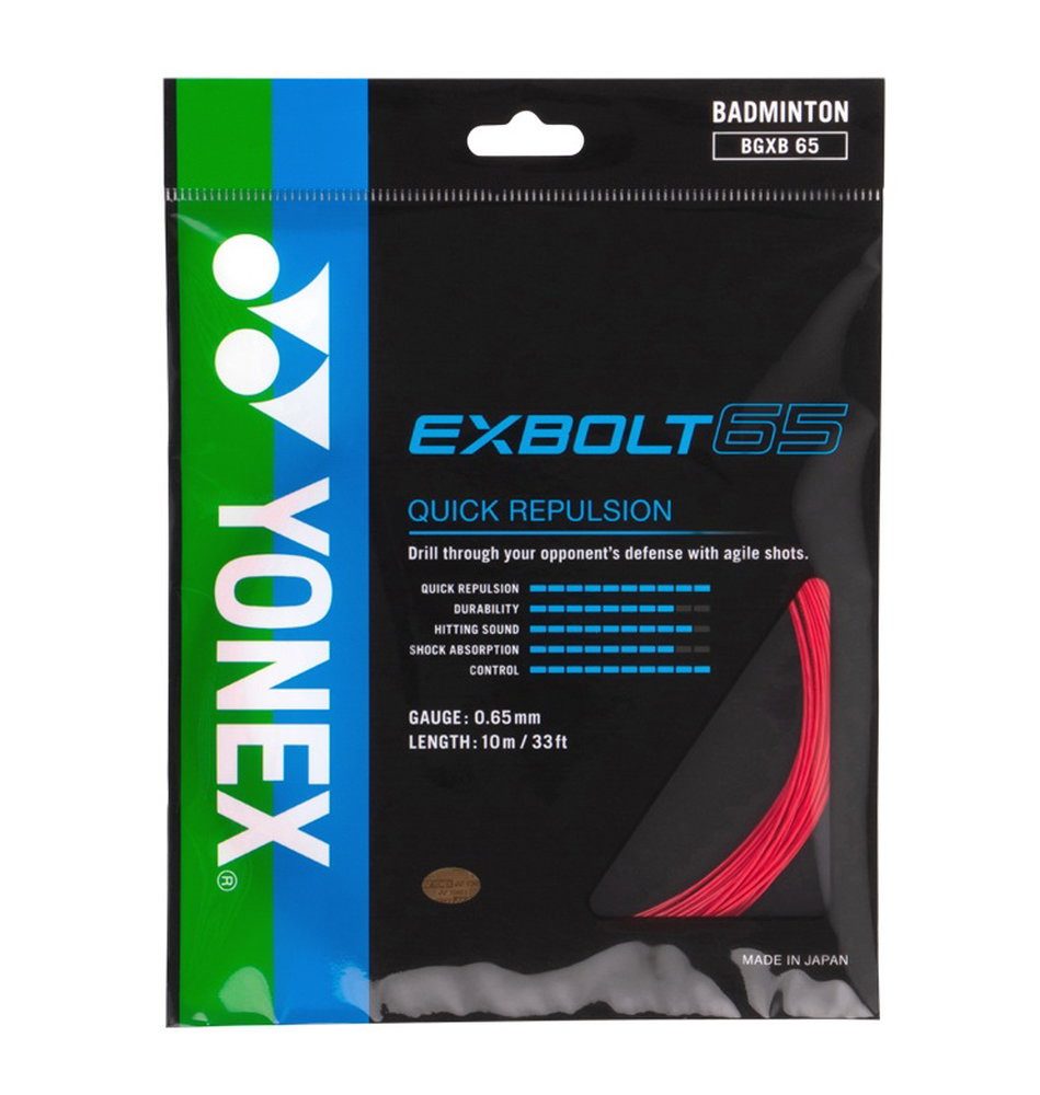Yonex Badmintonsaite Exbolt 65 (Kontrolle) rot 10m Set, Saitendicke: 0.65