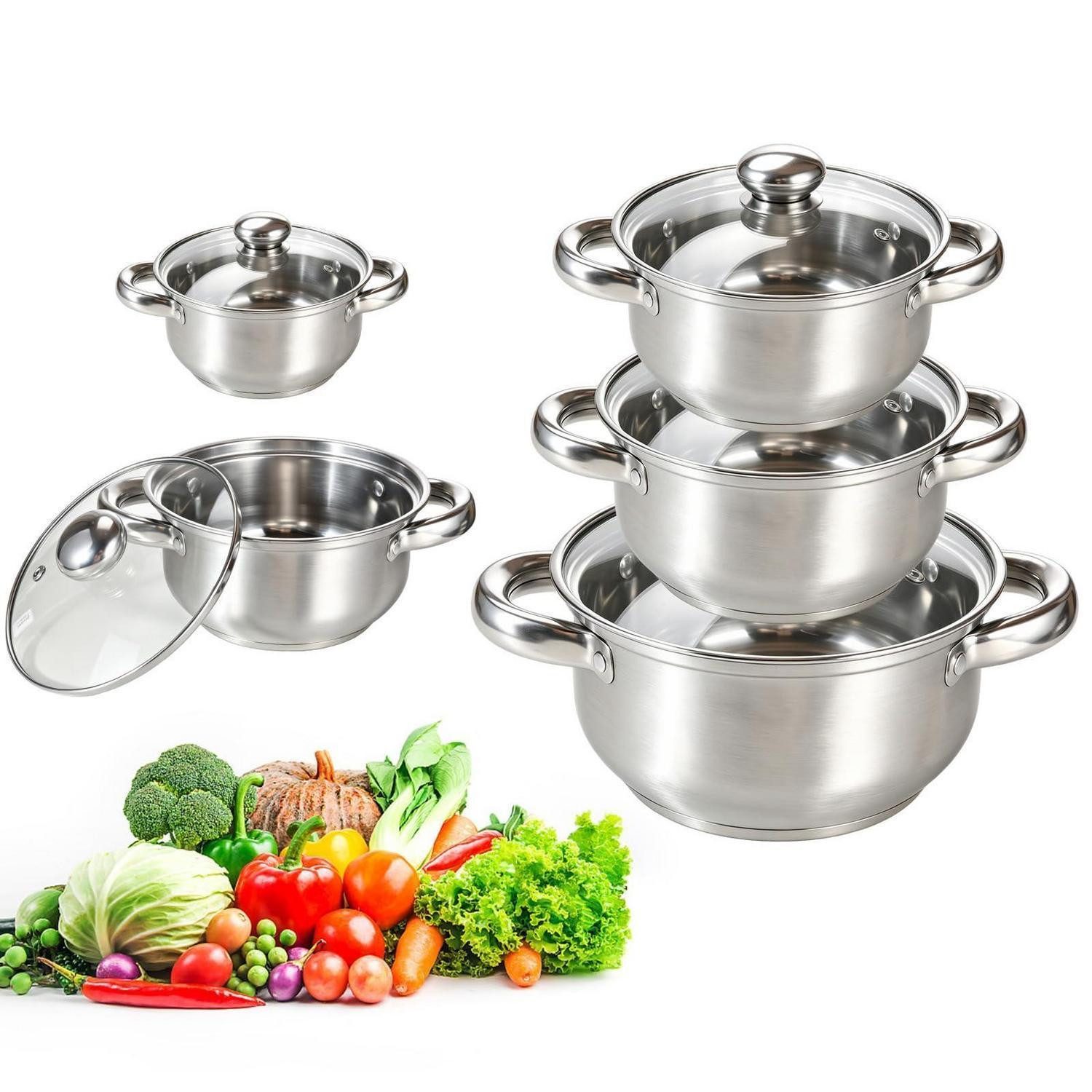 LuxusKollektion Topf-Set Topfset Induktion Edelstahl 5-Teilig