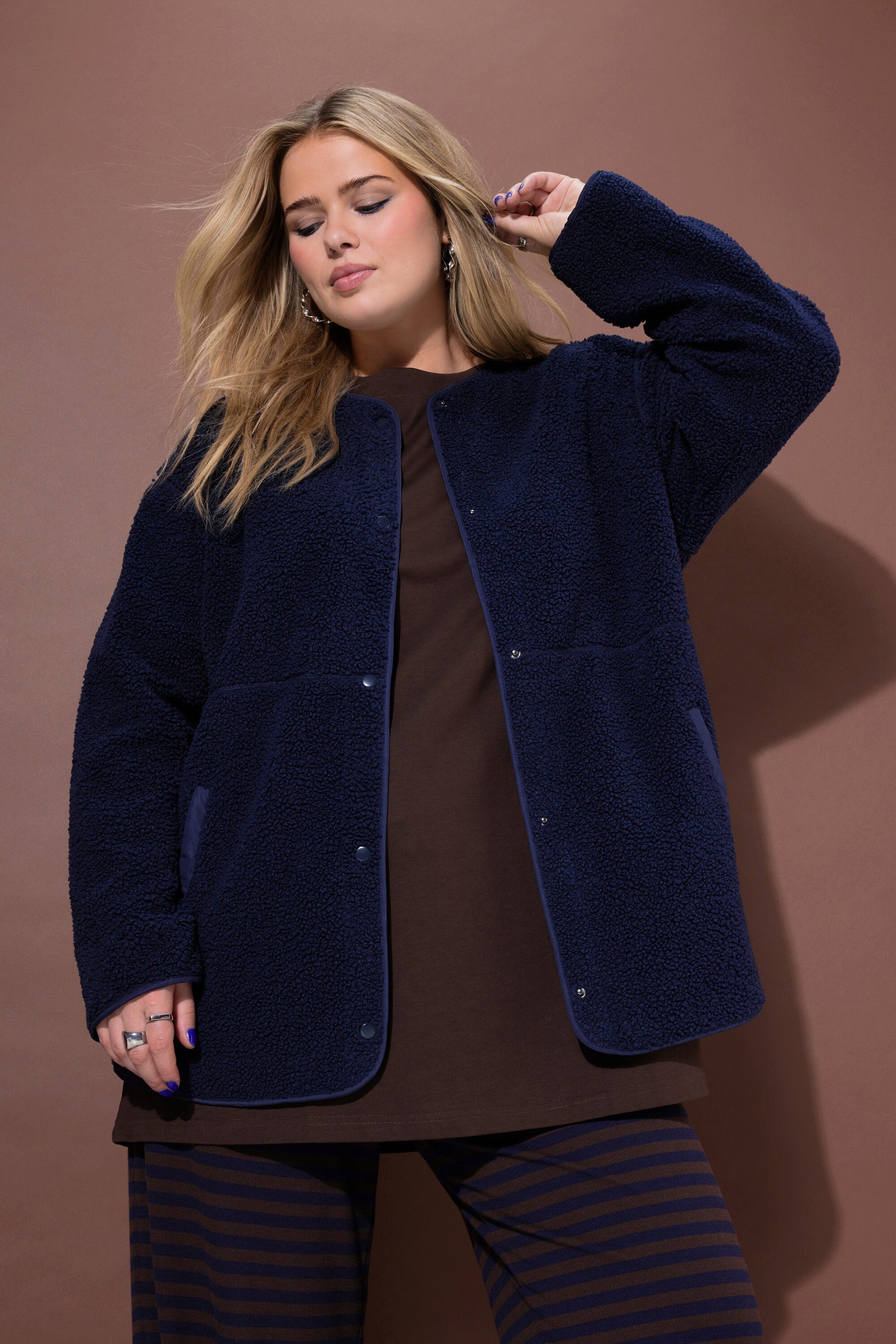 Studio Untold Sommerjacke Teddyfleece-Jacke oversized Rundhals