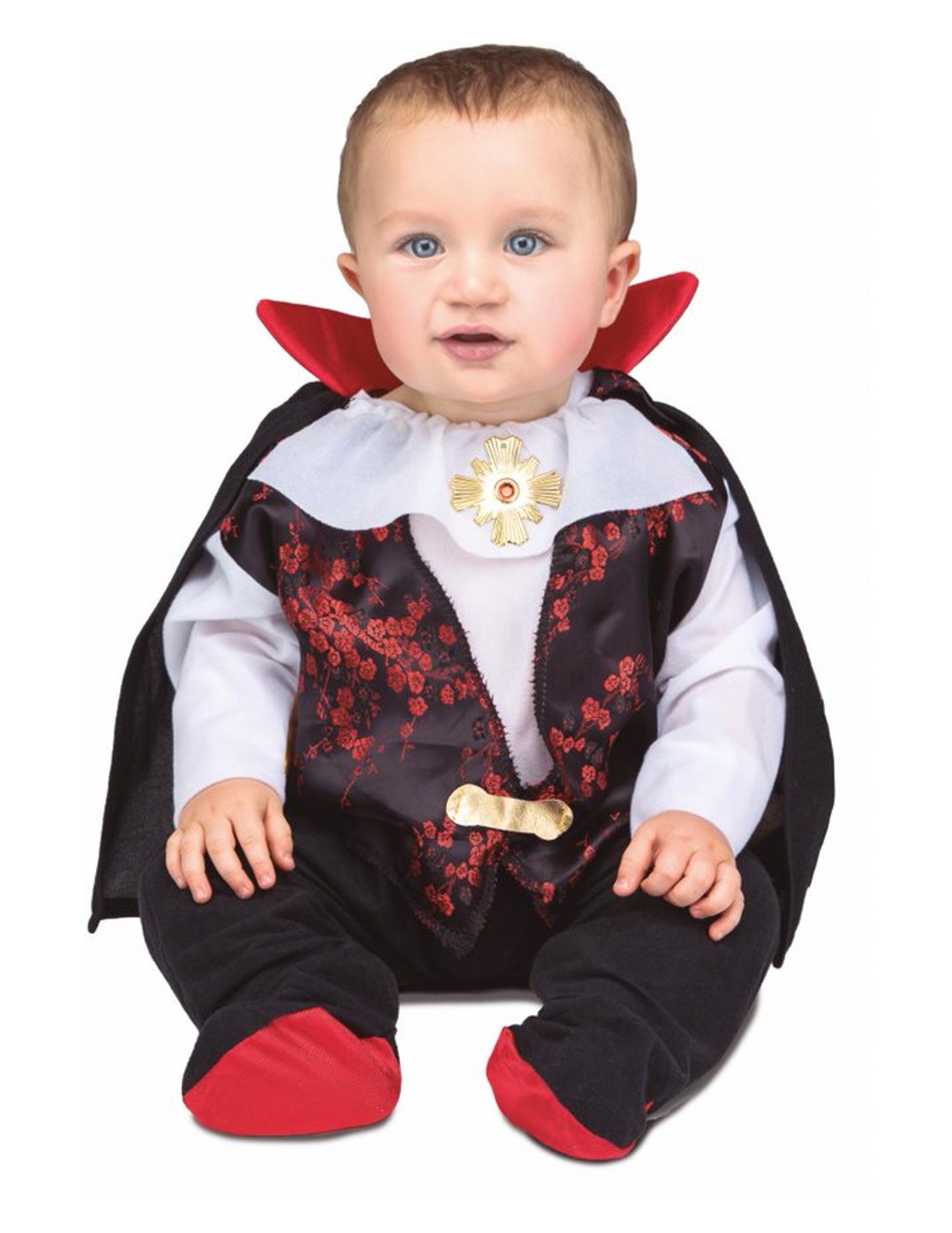 Viving Costumes Vampir-Kostüm Kleiner Vampir-Graf Halloweenkostüm für Babys schwarz-rot-weiss