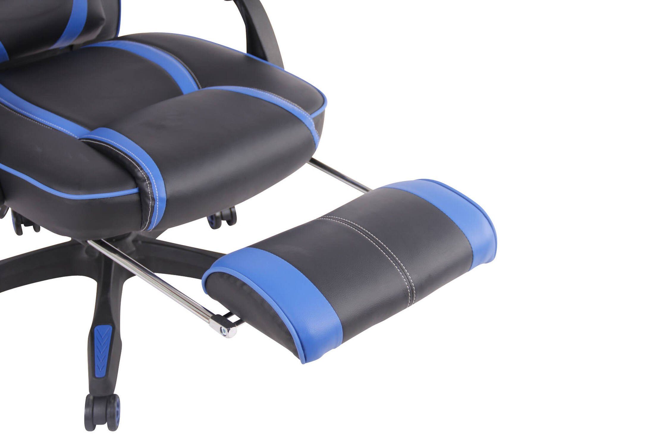 TPFLiving Gaming-Stuhl Hero Sitz: schwarz schwarz/blau Kunstleder - Drehstuhl, drehbar - Chefsessel, Rückenlehne mit Gestell: 360° höhenverstellbar und (Schreibtischstuhl, bequemer Kunststoff Konferenzstuhl)
