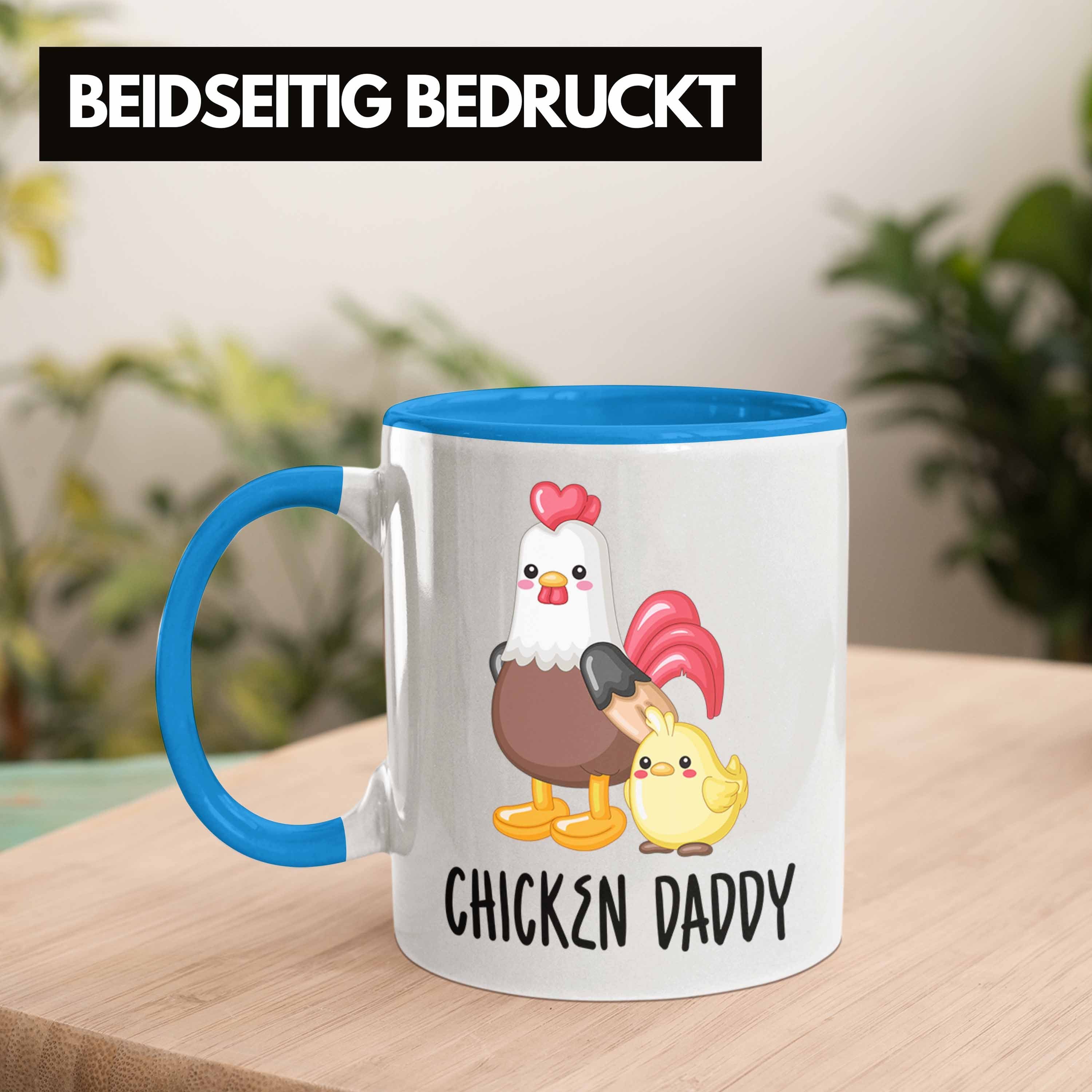 Tasse Lustiges Daddy" Geschenk Tasse "Chicken Landwirt für Blau Trendation Bauer