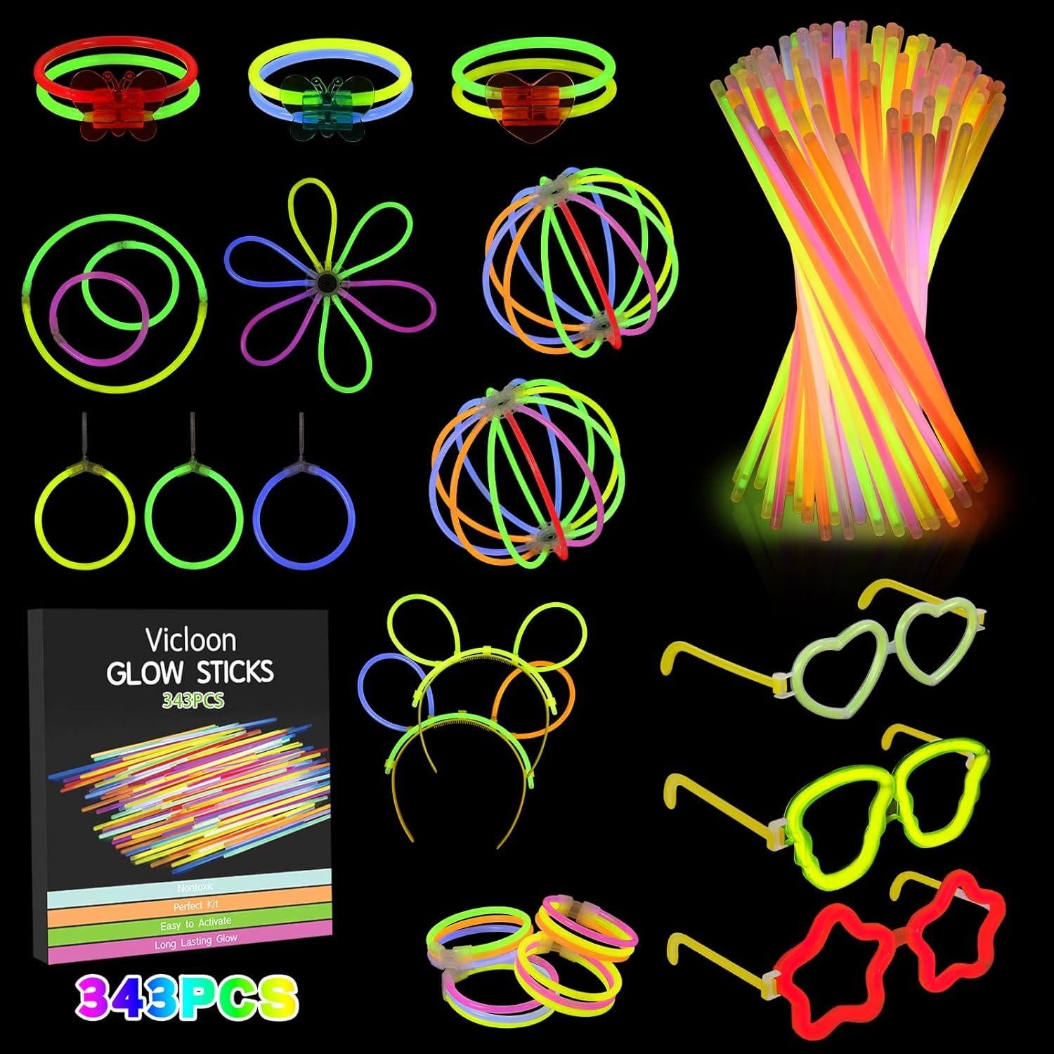 Hängedekoration Knicklichter Set 343 Stück Brillen Ohrringe Zubehör Glow Sticks Party