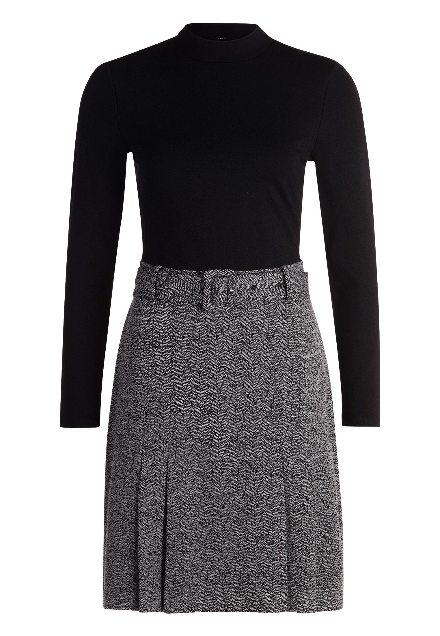 Zero Minikleid Damen Minikleid 2 in 1 Optik Fischgrätenmuster Gürtel günstig online kaufen