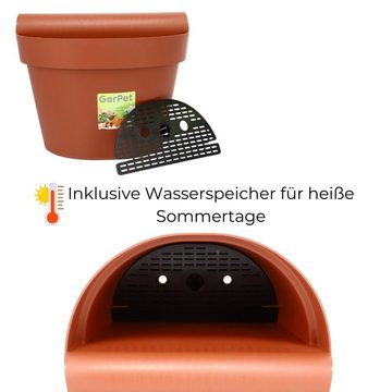 GarPet Balkonkasten Geländertopf Balkon Wasserspeicher Blumentopf Zaun Geländer Terracotta