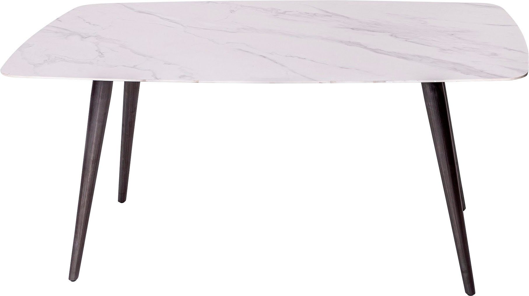 Leonique Esstisch Fremont, Keramik-Esstisch, Marmoroptik, Metallbeine schwarz, ca. 160x90x76 cm