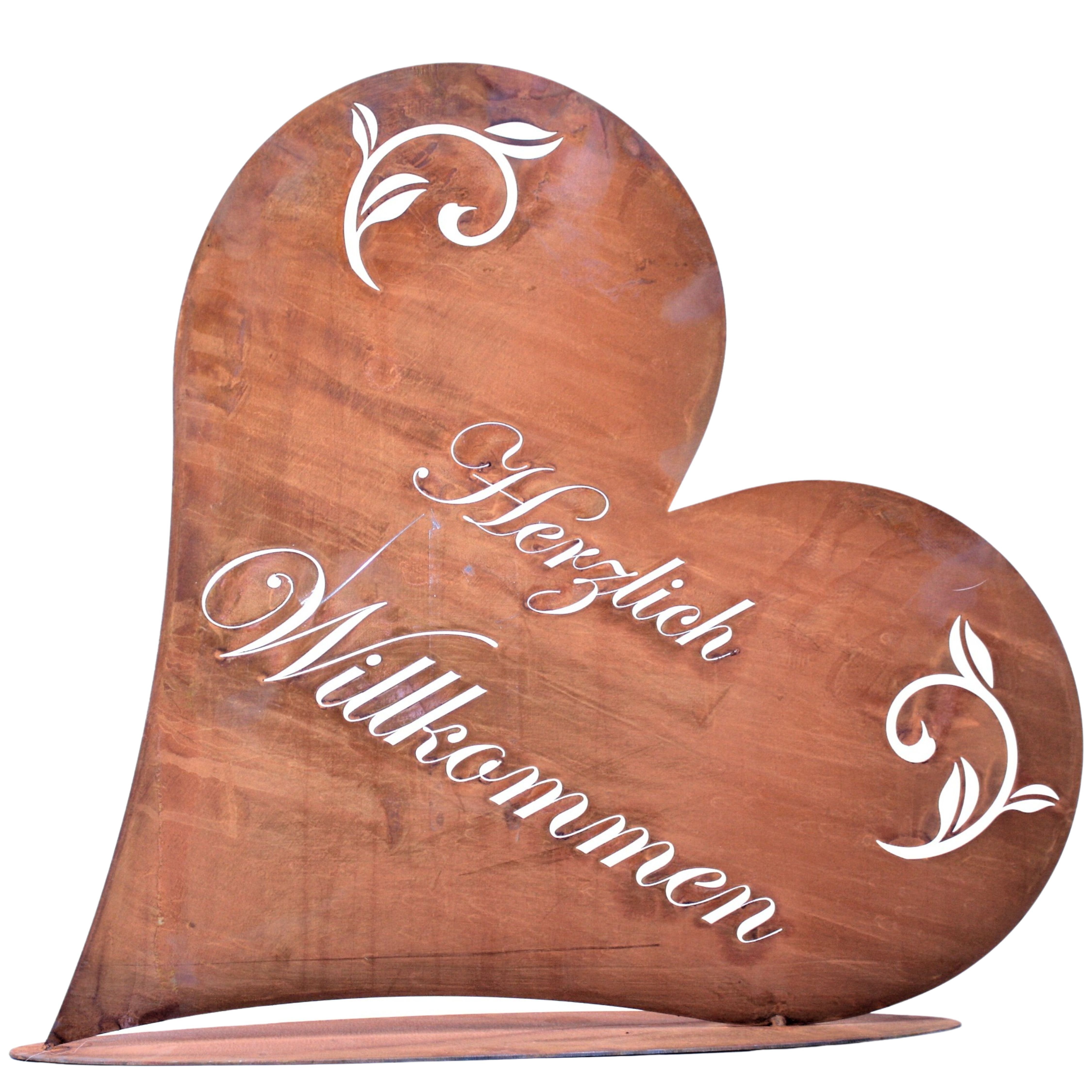 Metallschild Herzlich Willkommen Schild Gartendeko Herz