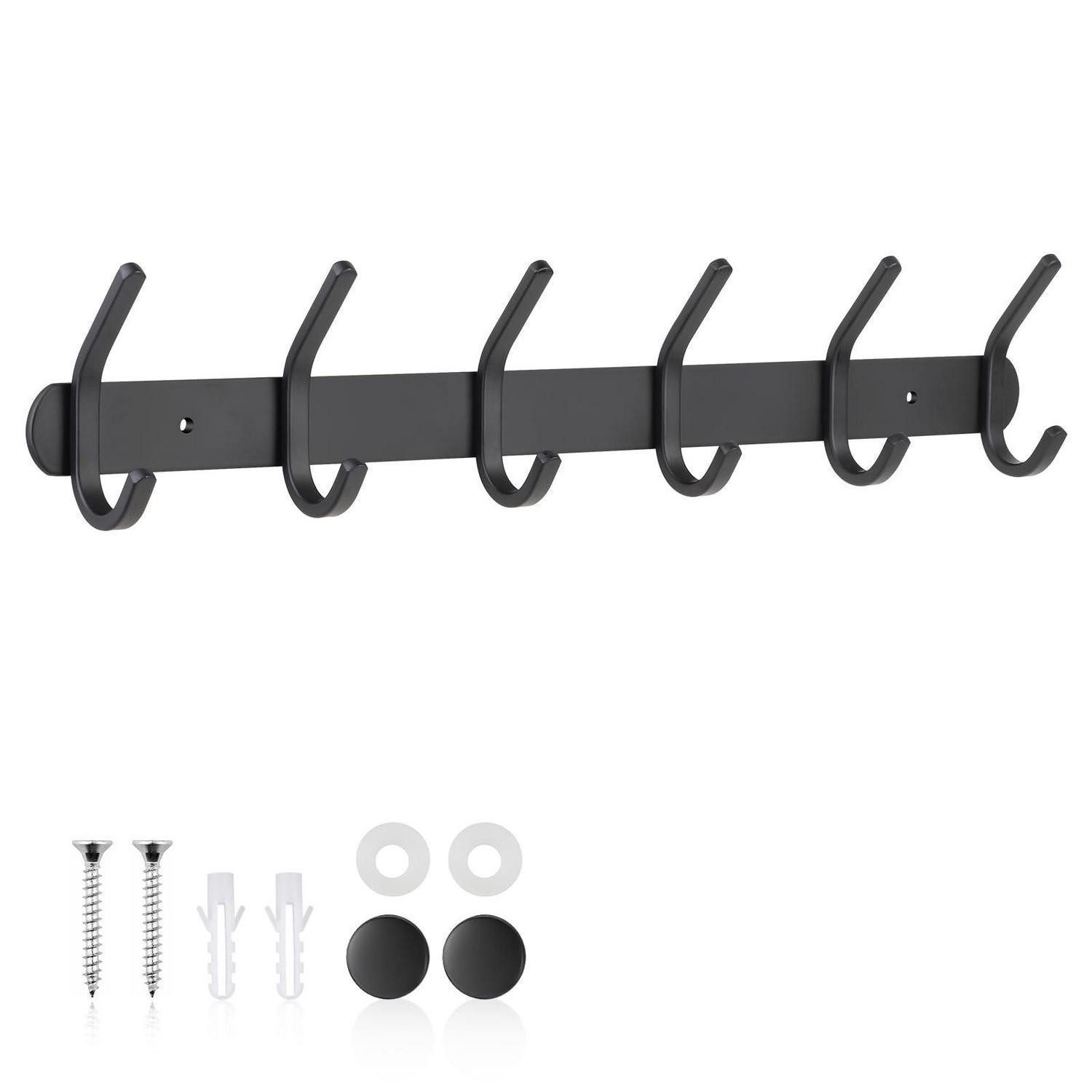 LuxusKollektion Kleiderhaken Kleiderhaken Wand 6 Haken Schwarz, (1-St)