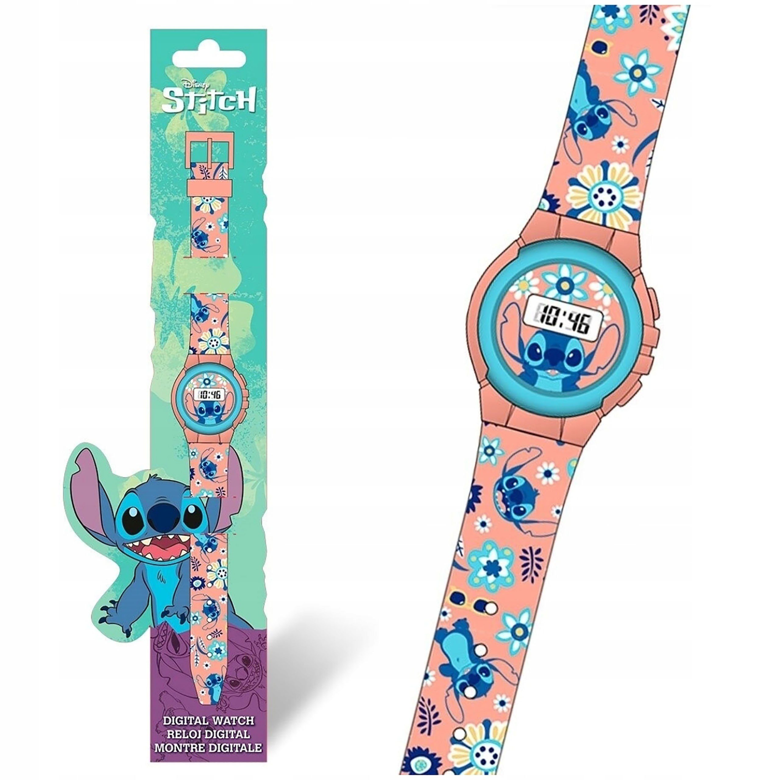 Sarcia.eu Digitaluhr Stitch Disney lachsfarbene Uhr für Mädchen, Digitaluhr