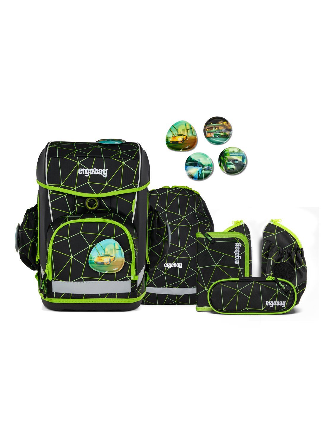 ergobag Schulranzen cubo light Set (5-tlg., 5-teiliges Set), wiegt nur 780g