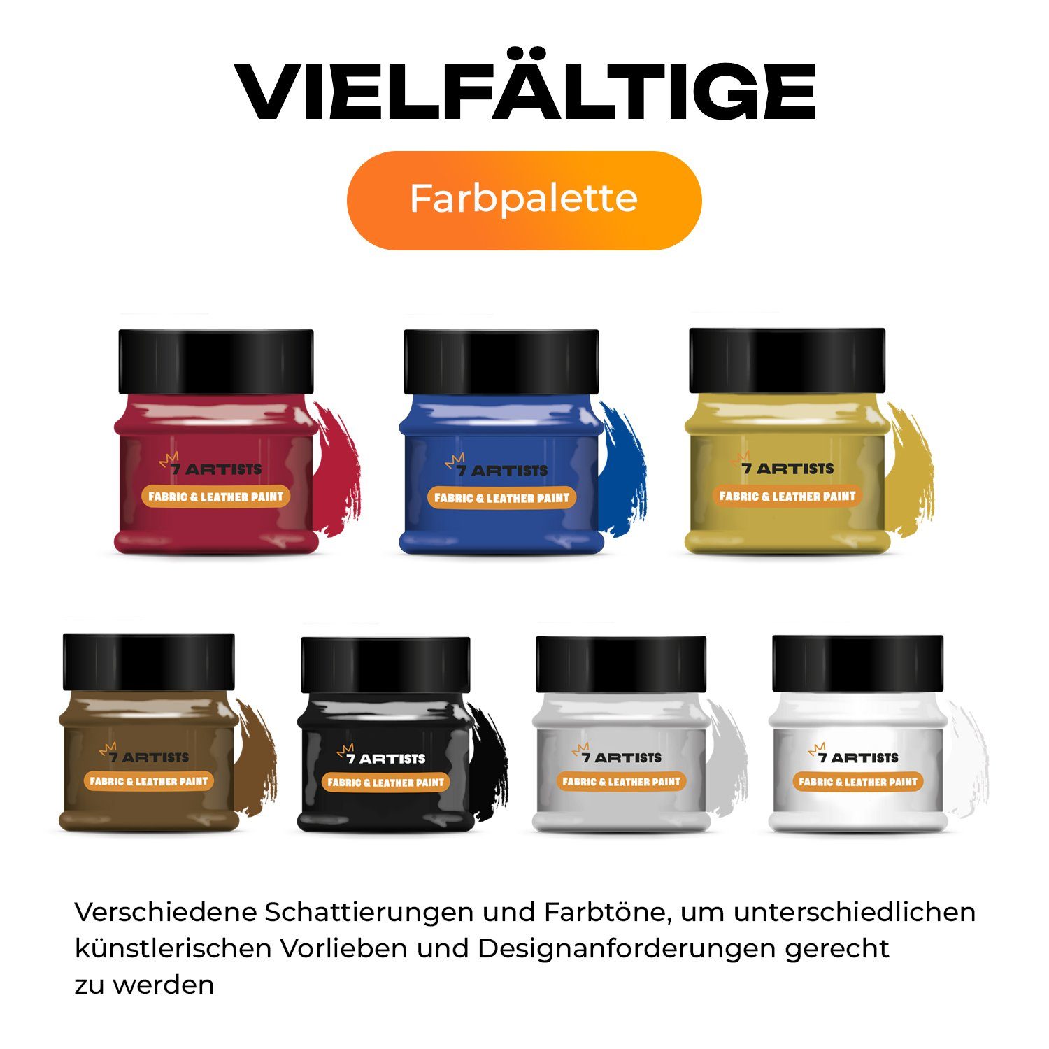7 Artists Textilfarbe Acryl Farbe, Leder Farbe, Stoff Farbe, Textil Farbe 50 ml